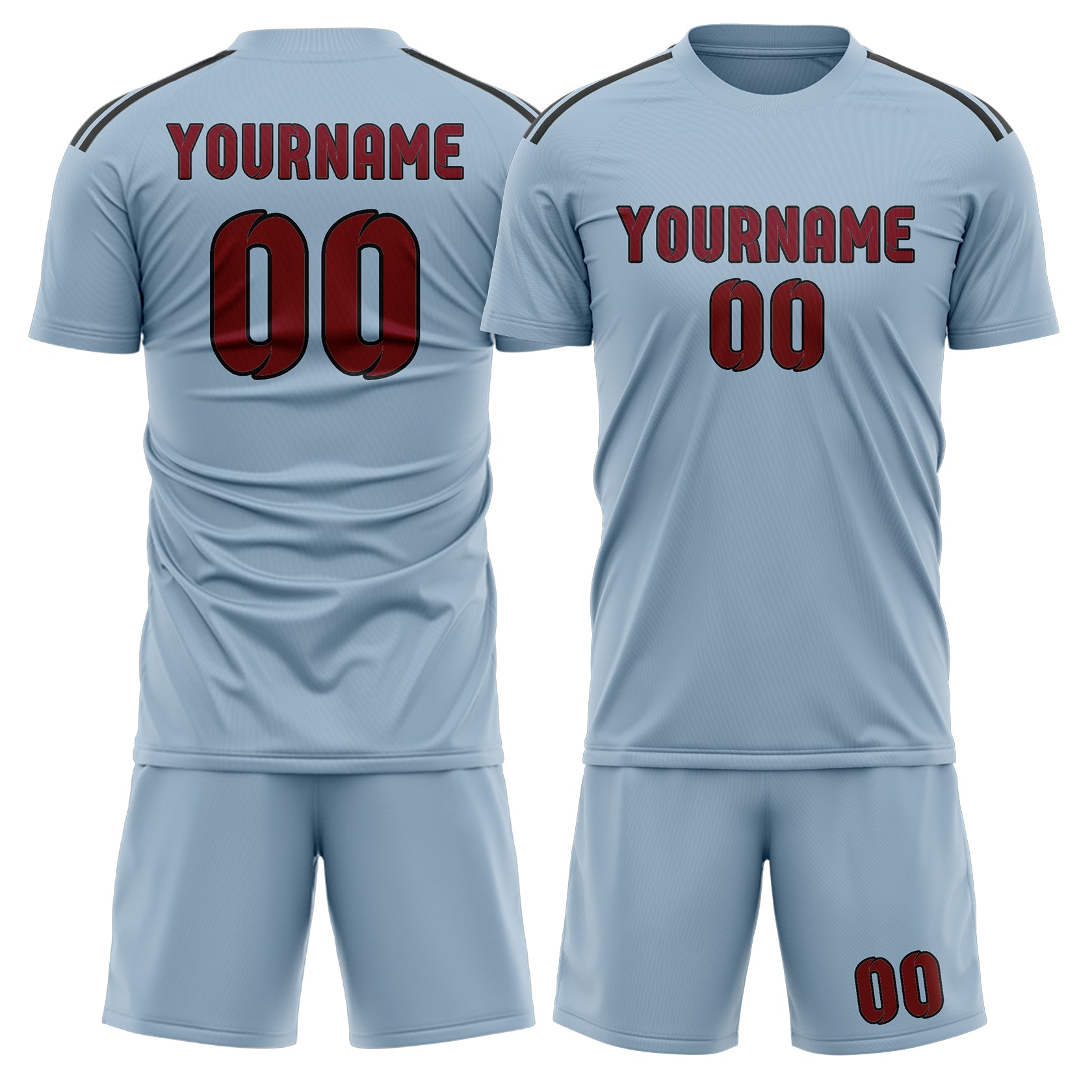 Custom Light Blue Crimson Red Soccer Set
