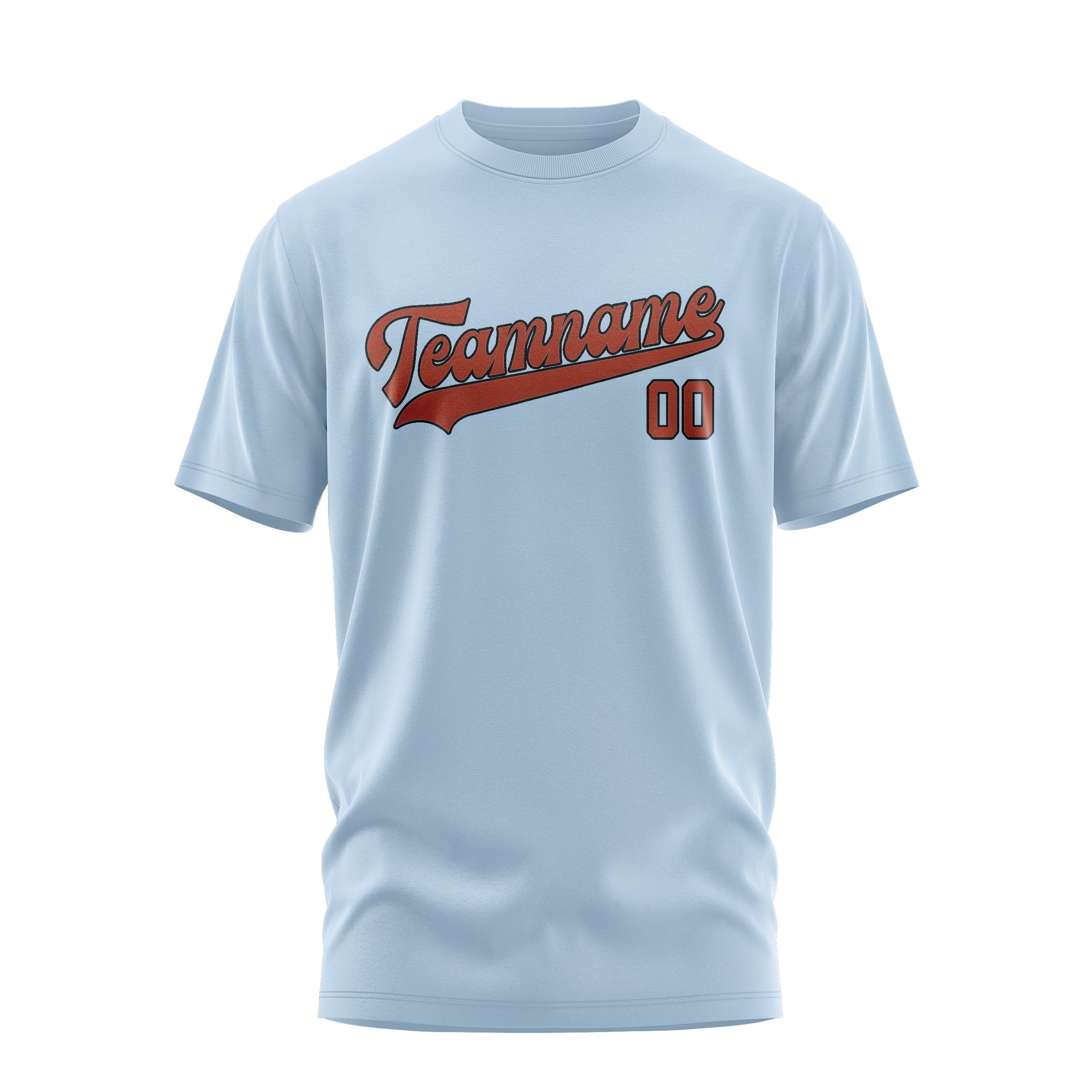 Custom Light Blue Coral Red T-Shirt