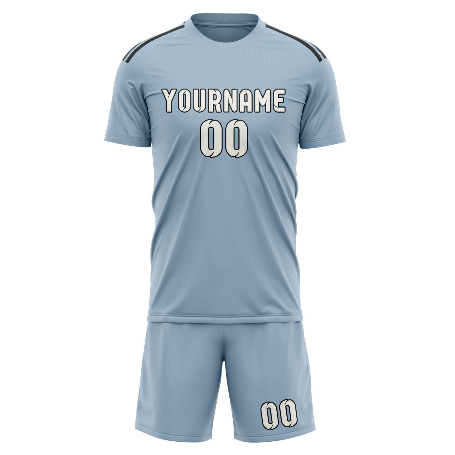 Custom Light Blue White Soccer Set
