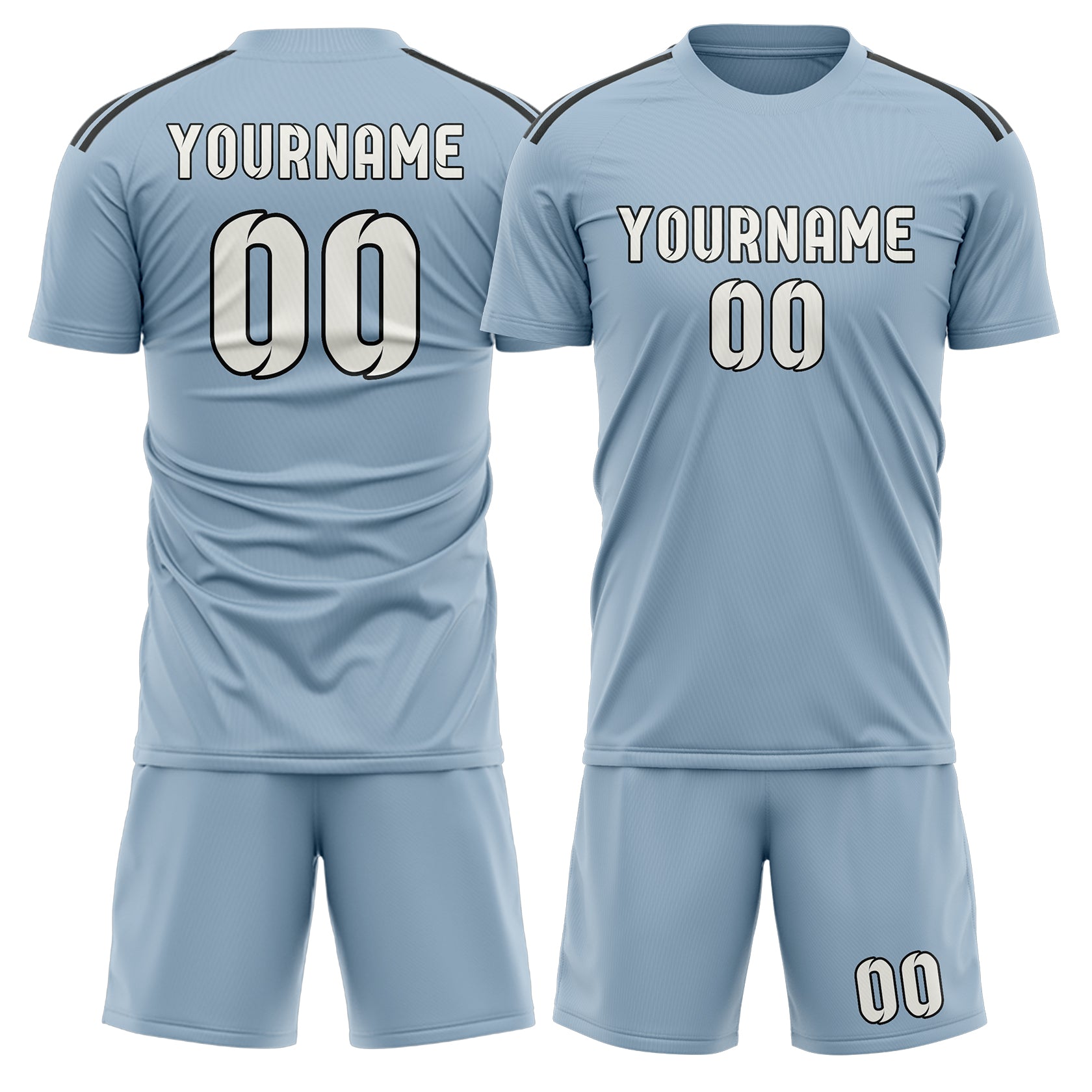 Custom Light Blue White Soccer Set