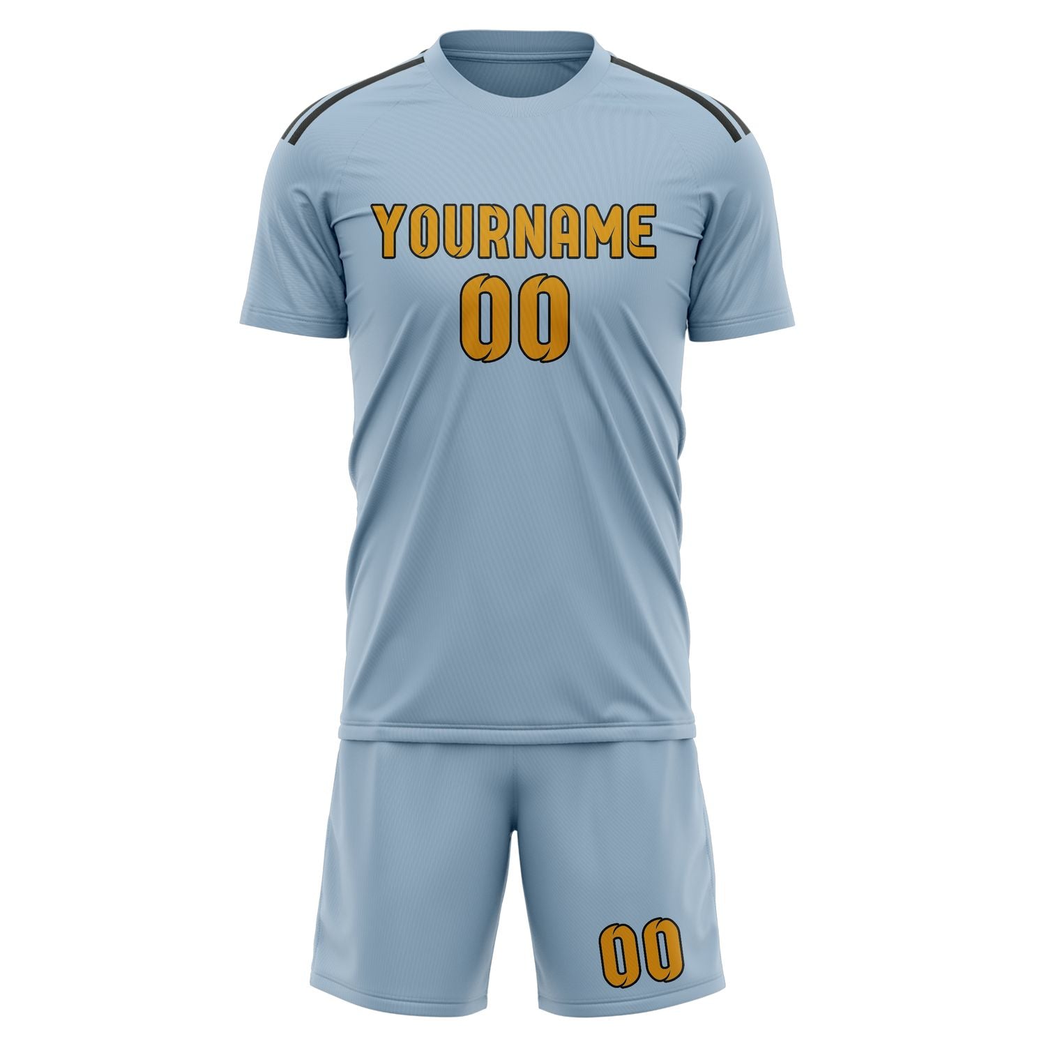 Custom Light Blue Yellow Soccer Set