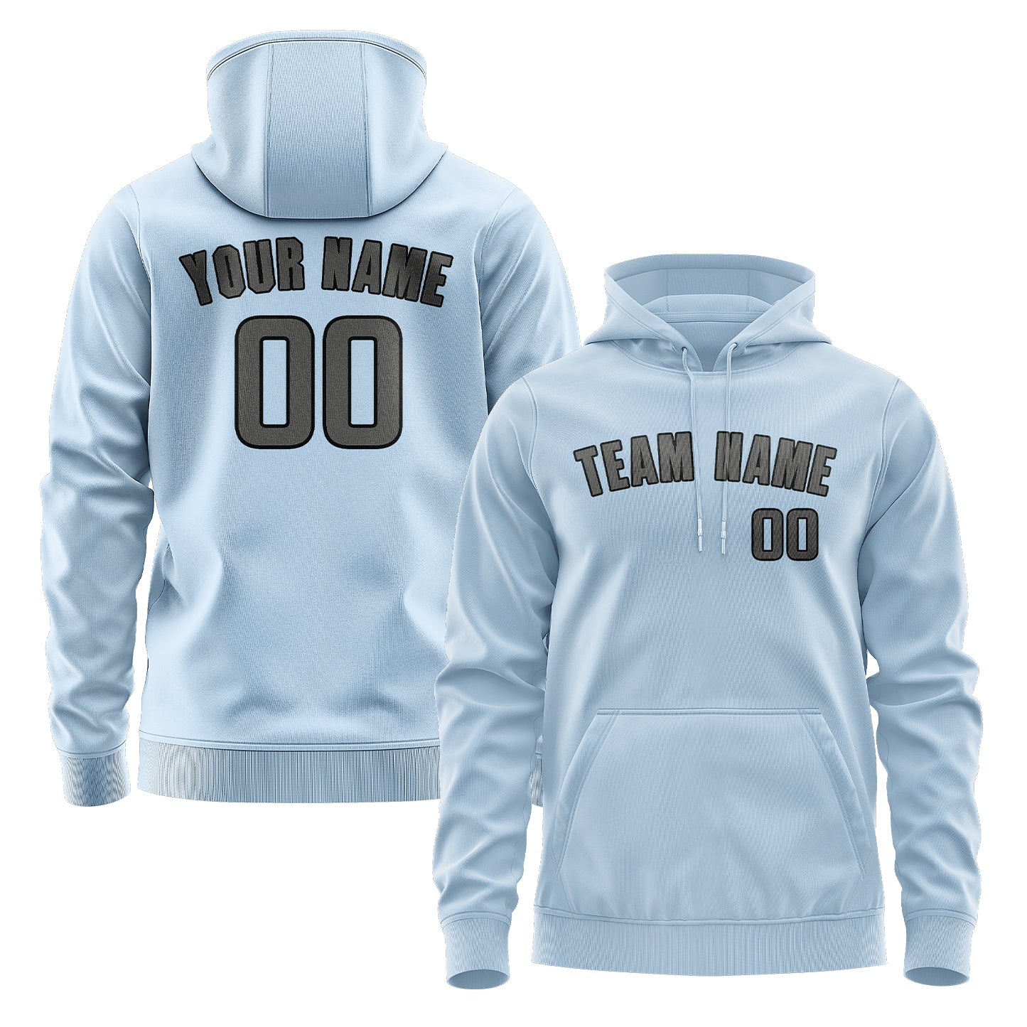 Custom Light Blue Dark Grey Hoodie