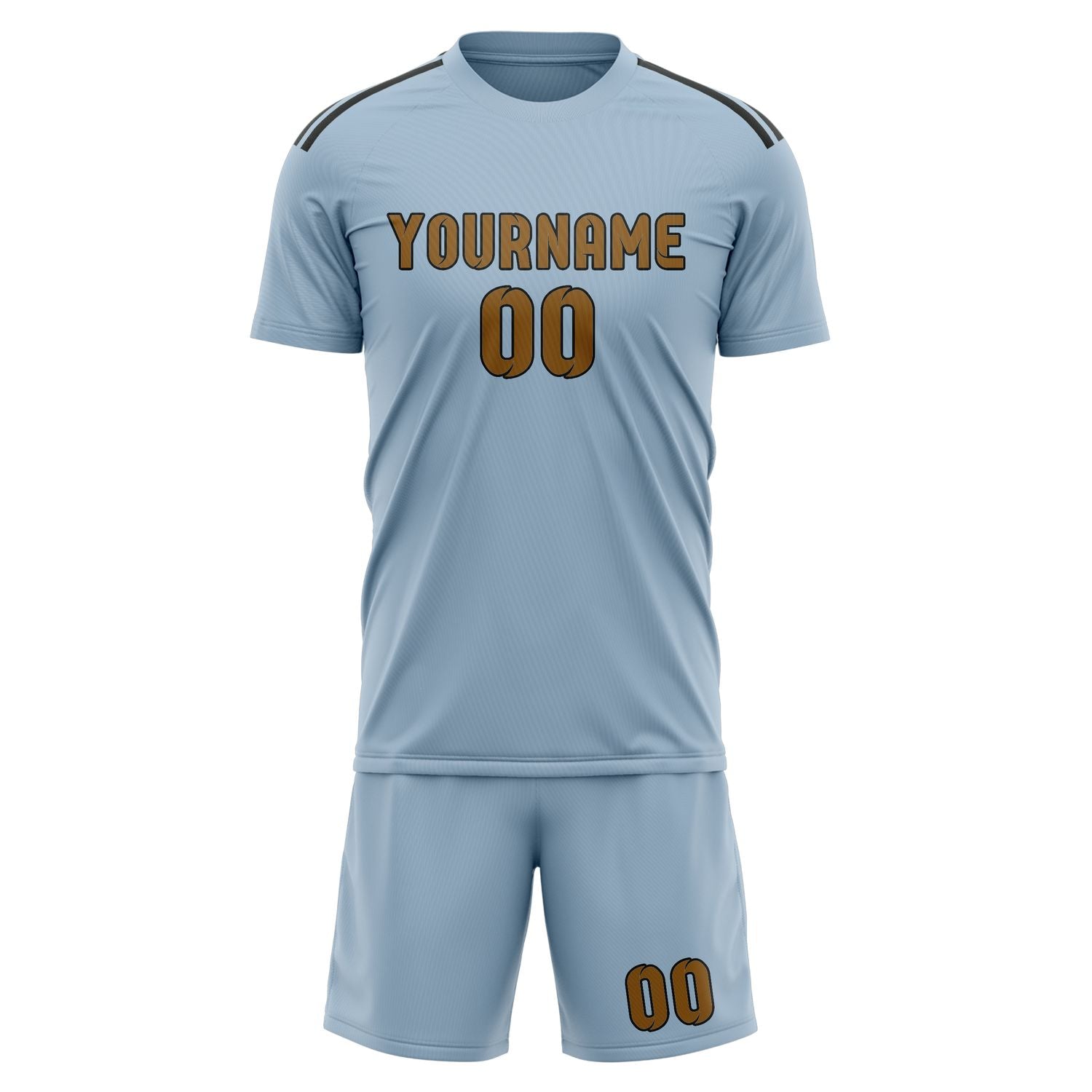 Custom Light Blue Khaki Soccer Set
