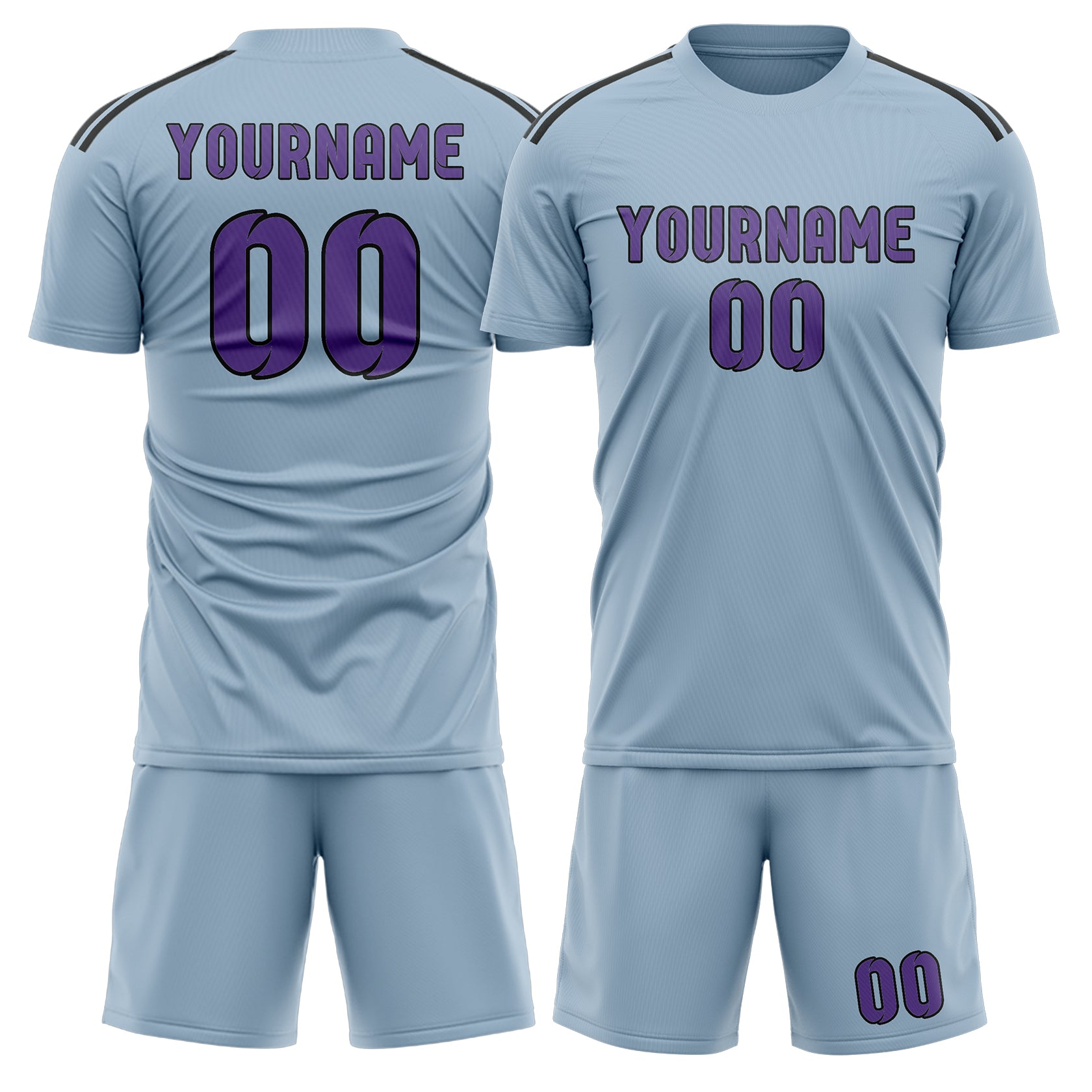 Custom Light Blue Light Purple Soccer Set