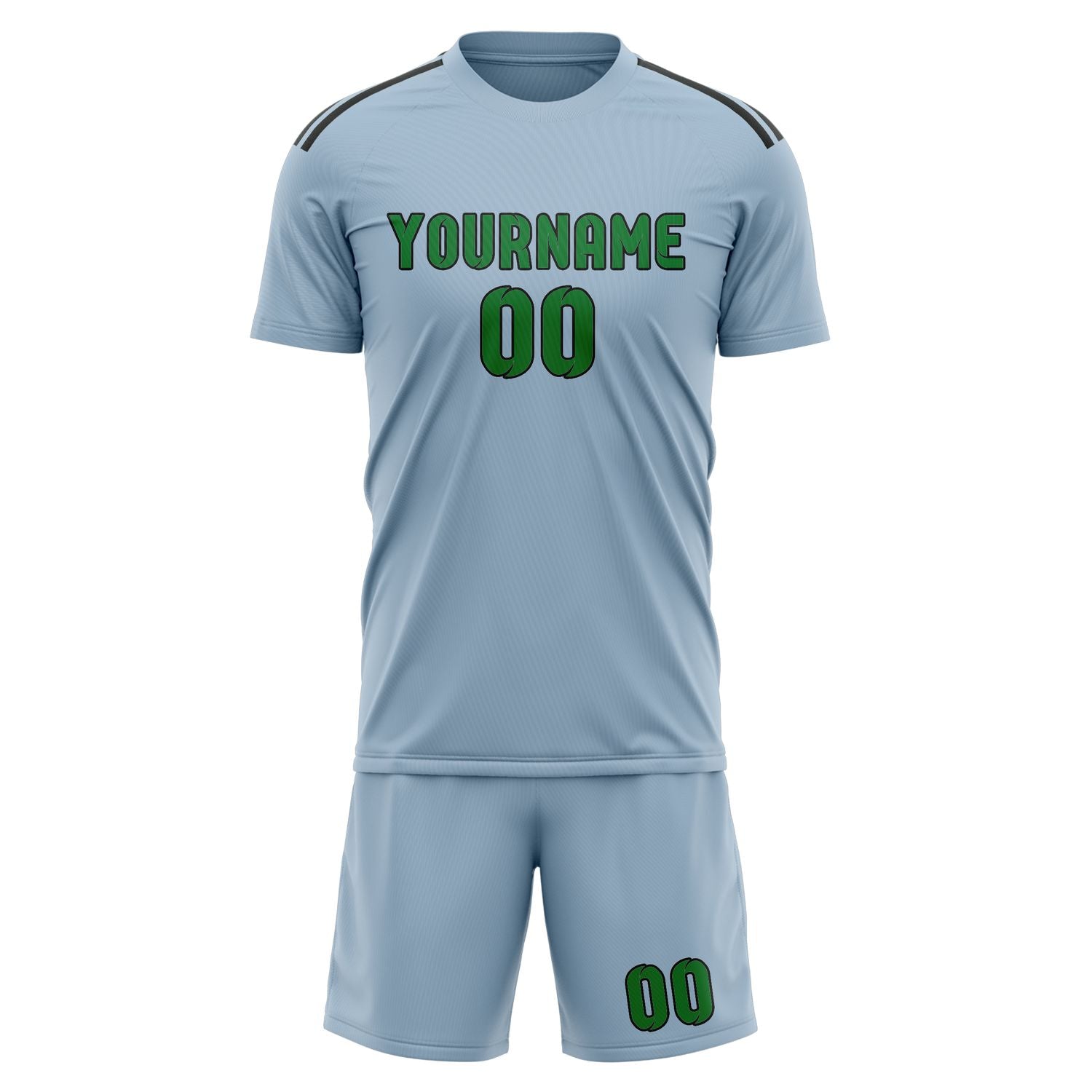 Custom Light Blue Emerald Green Soccer Set