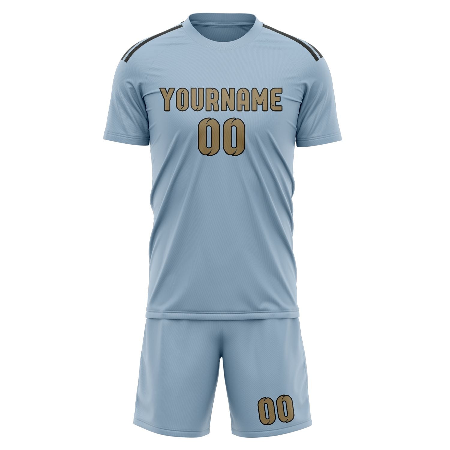 Custom Light Blue Light Khaki Soccer Set