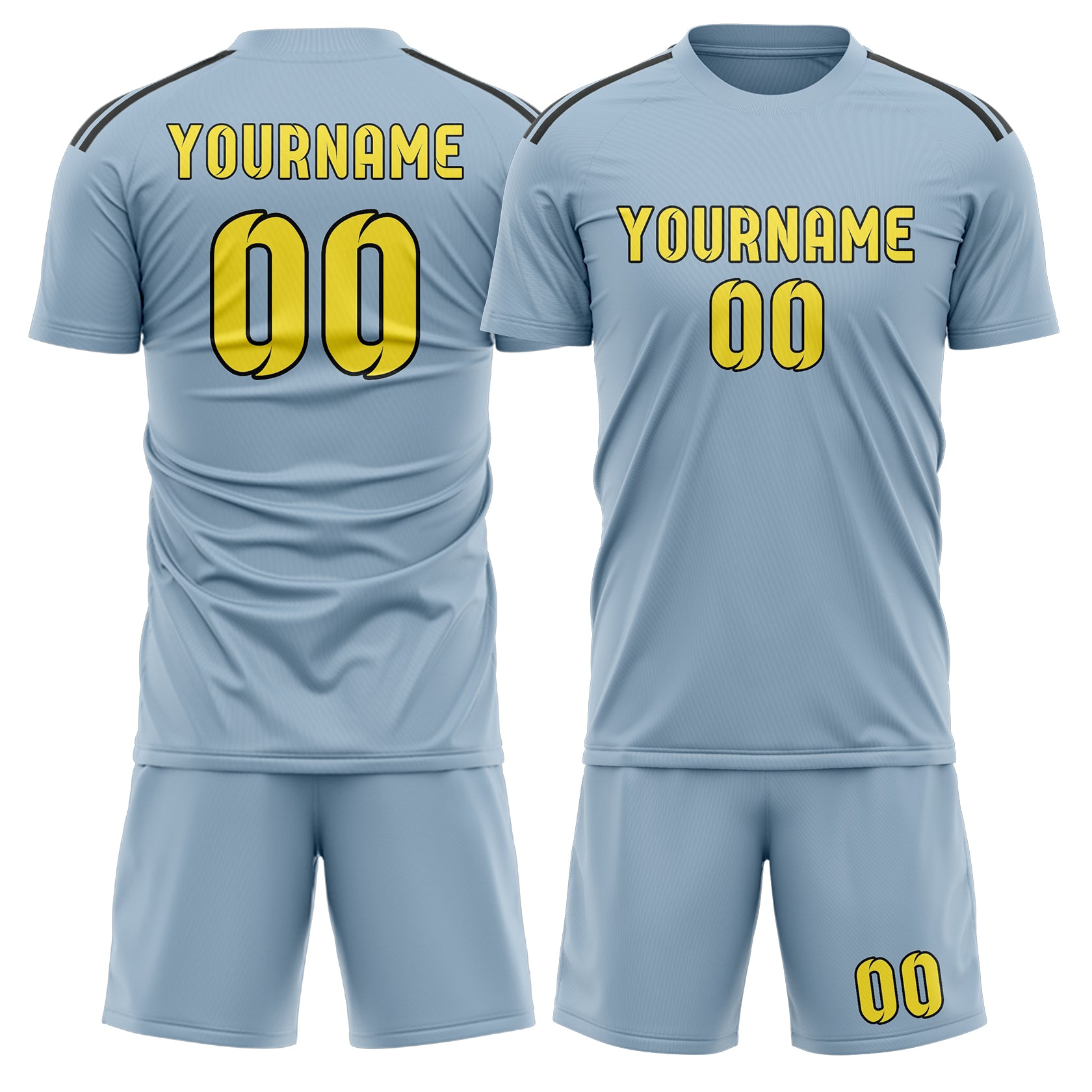 Custom Light Blue Light Yellow Soccer Set