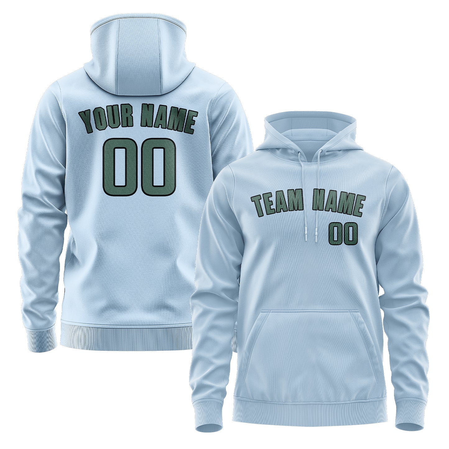 Custom Light Blue Blue Green Hoodie