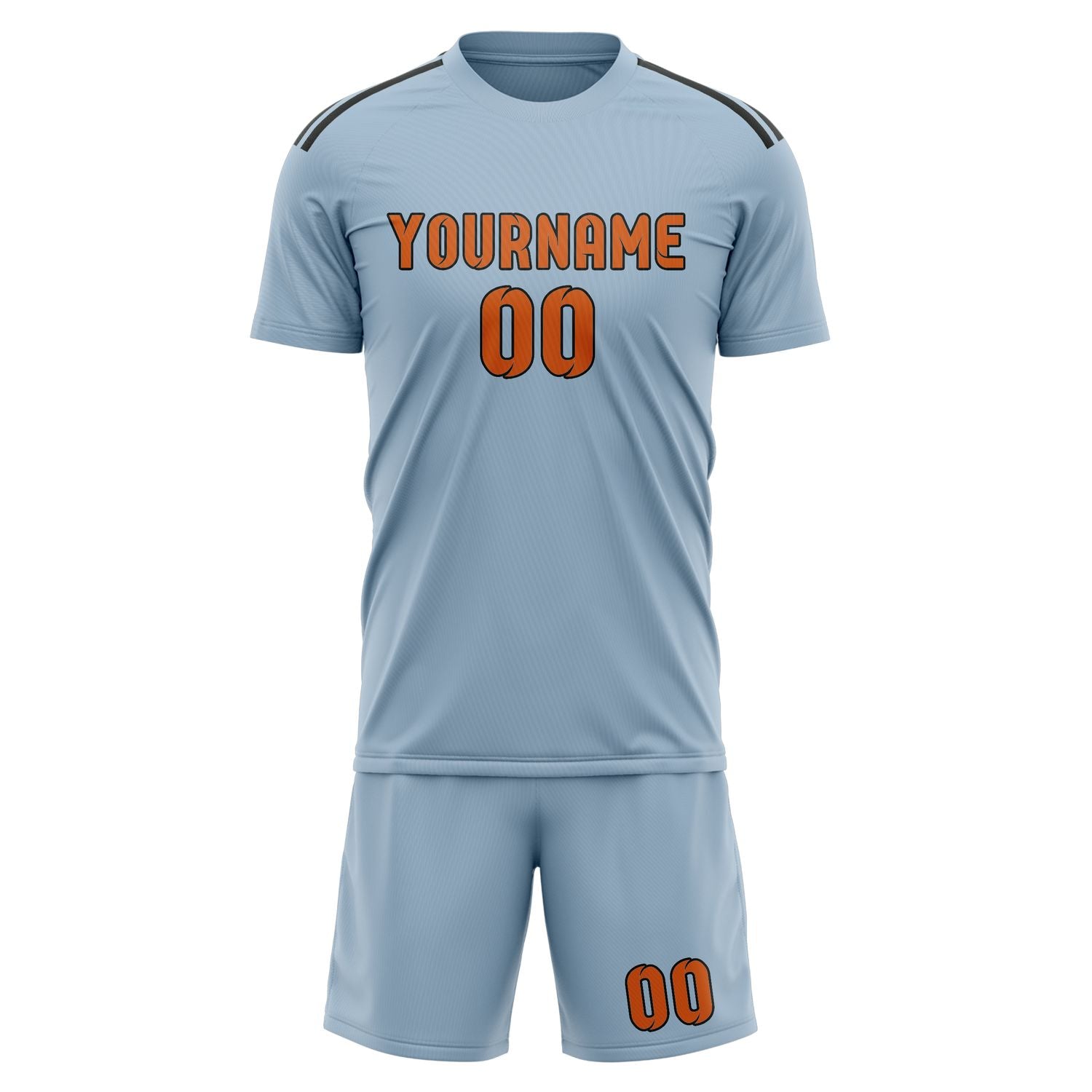 Custom Light Blue Orange Soccer Set