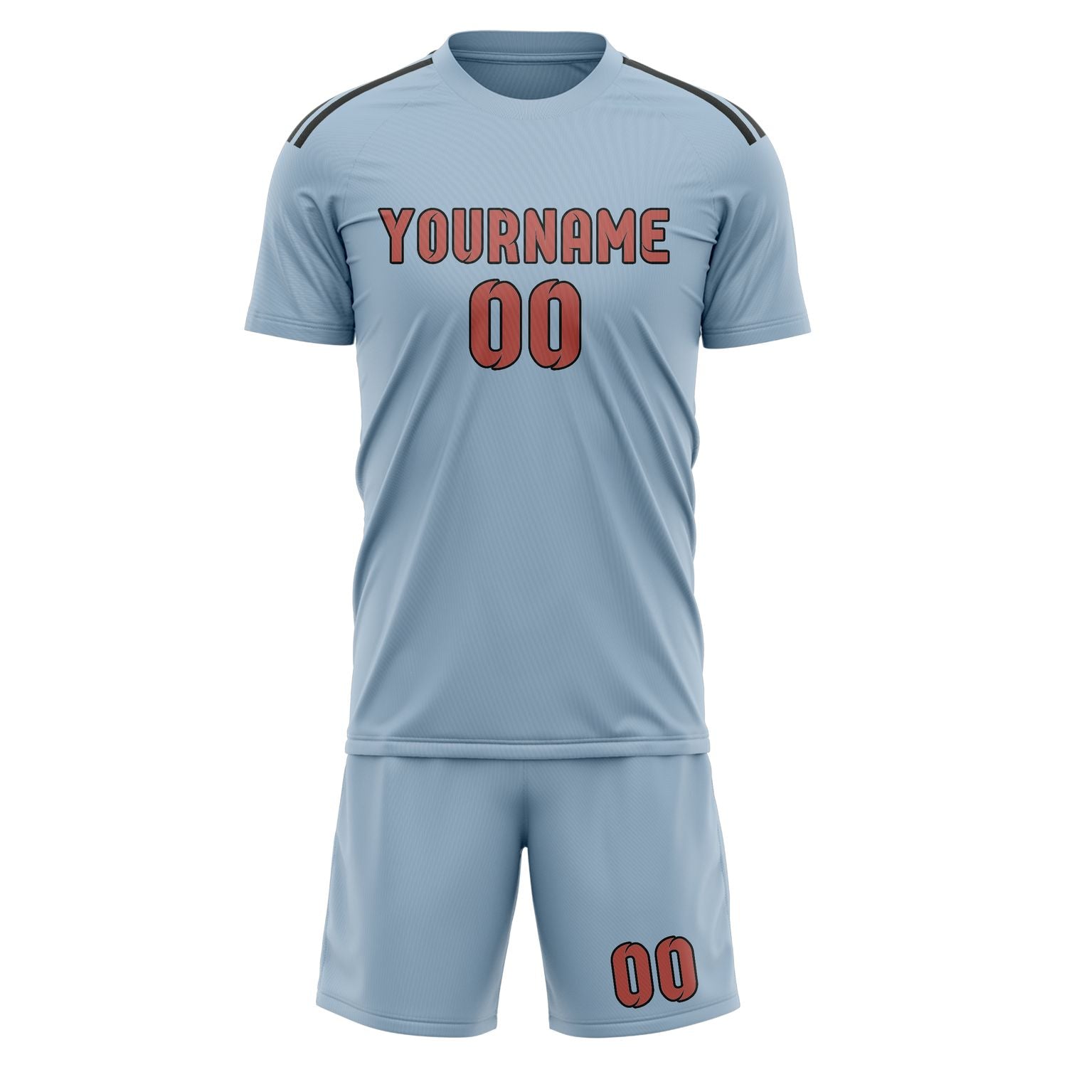 Custom Light Blue Copper Rose Soccer Set