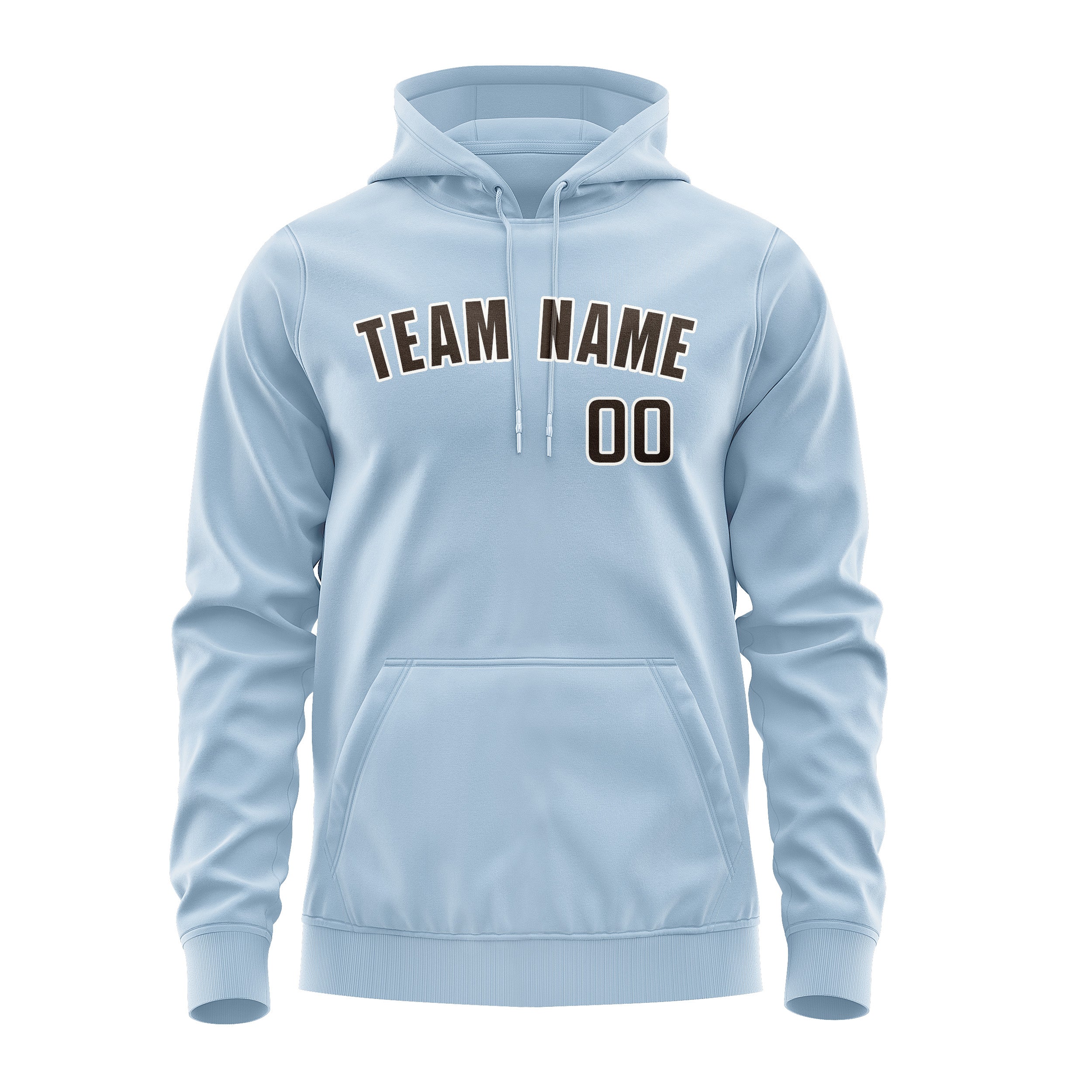 Custom Light Blue Brown Hoodie