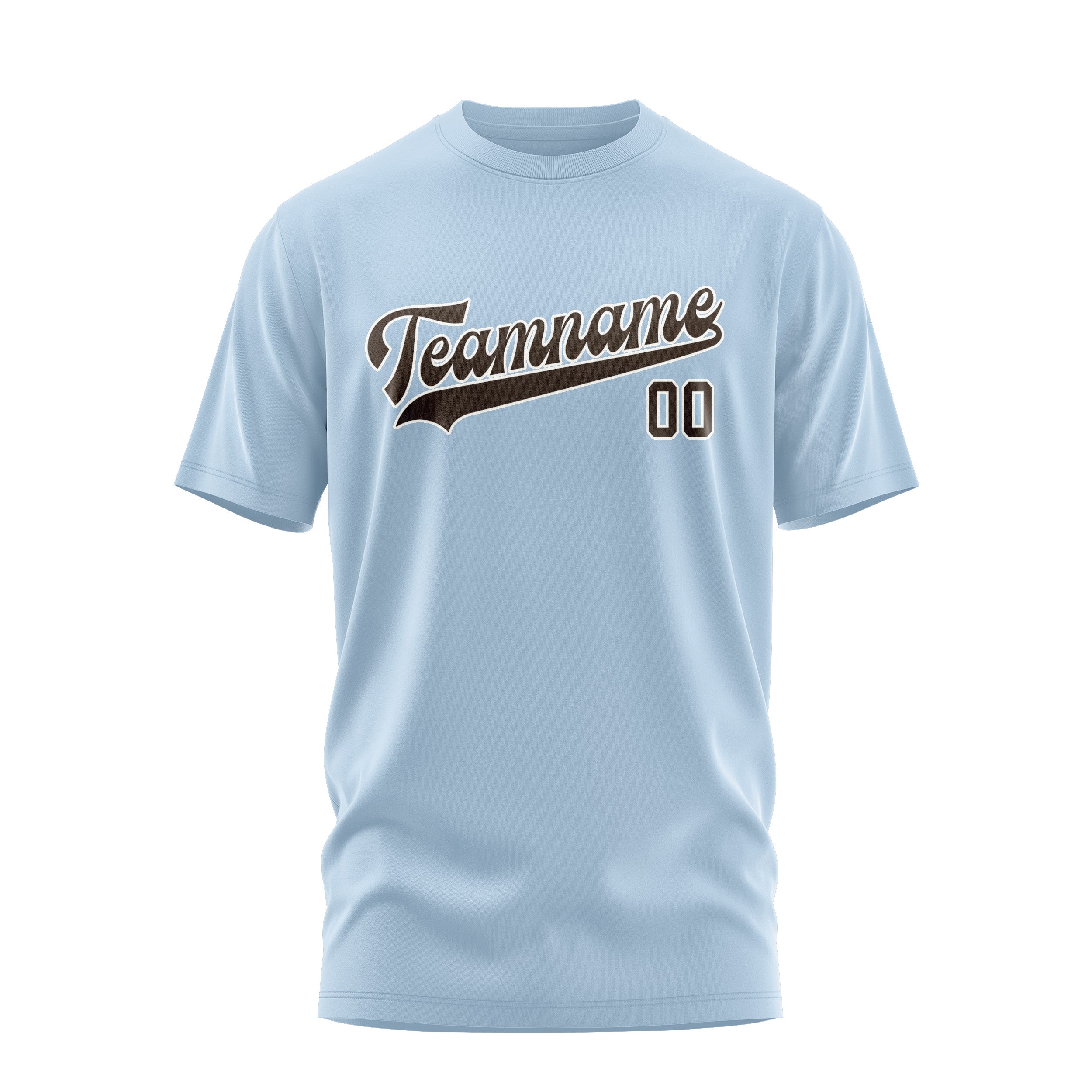 Custom Light Blue Brown T-Shirt