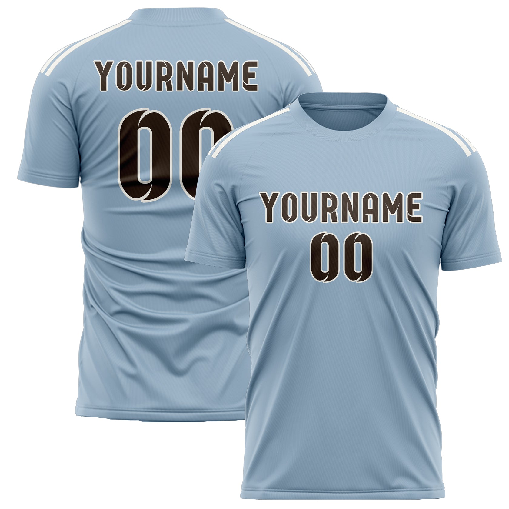 Custom Light Blue Brown Soccer Jersey