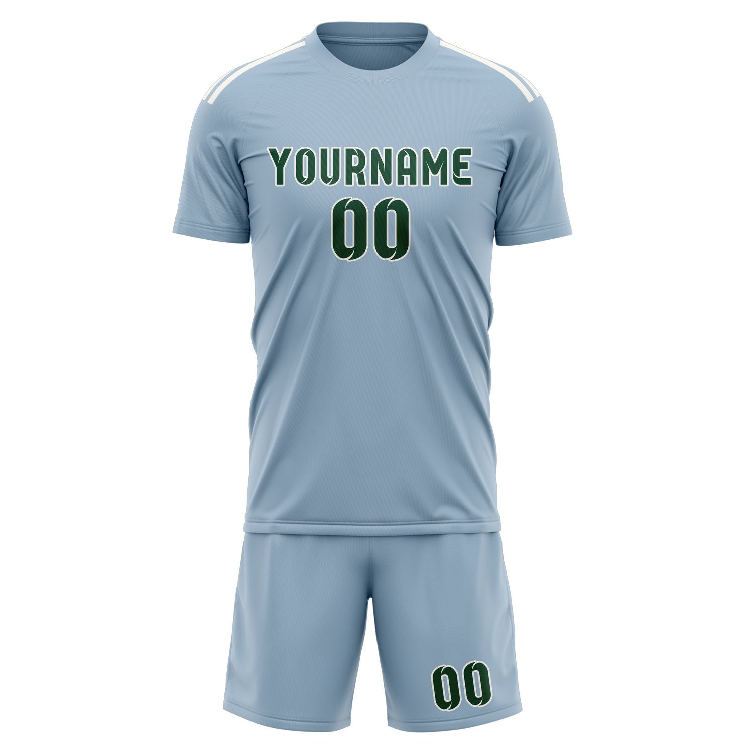 Custom Light Blue Green Soccer Set