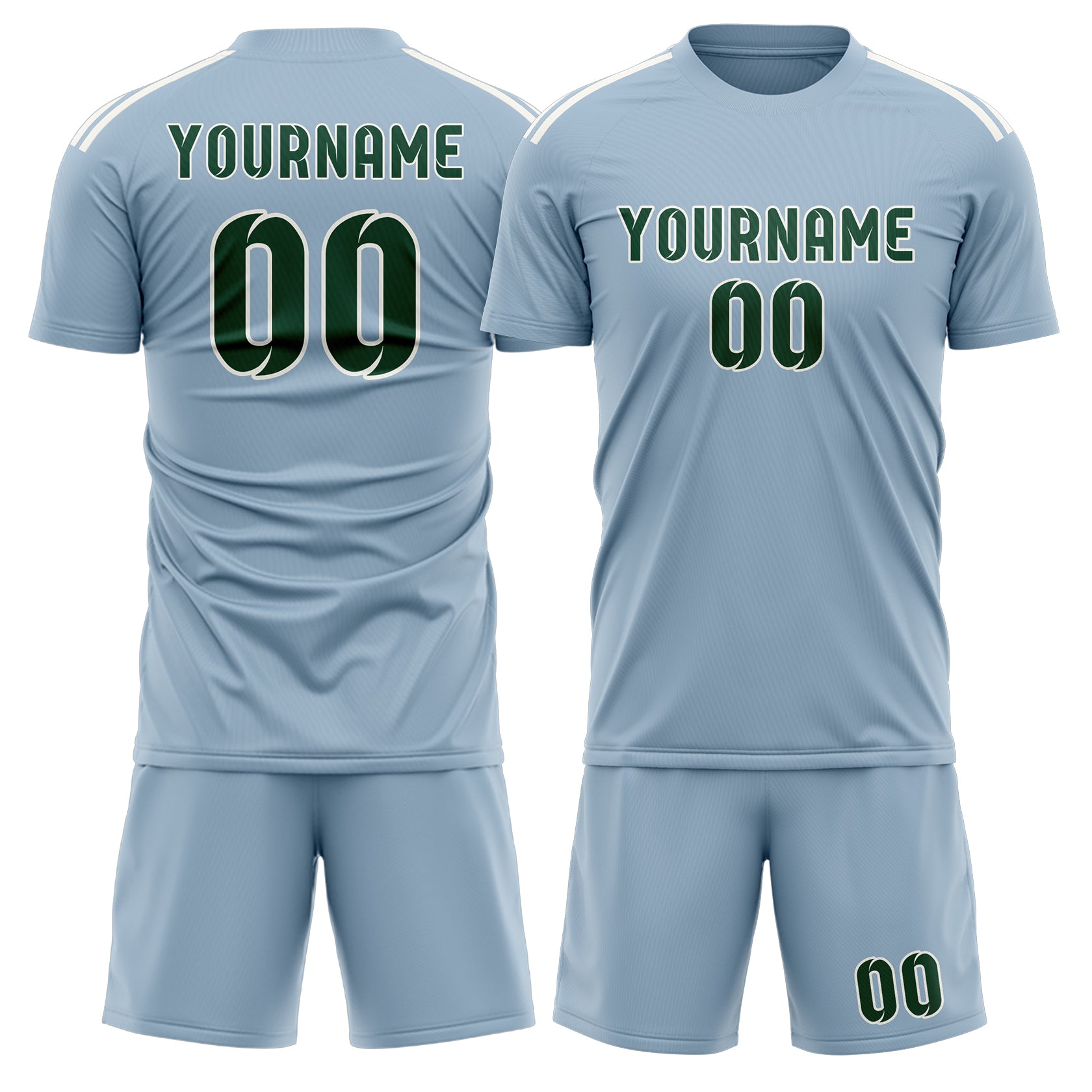 Custom Light Blue Green Soccer Set