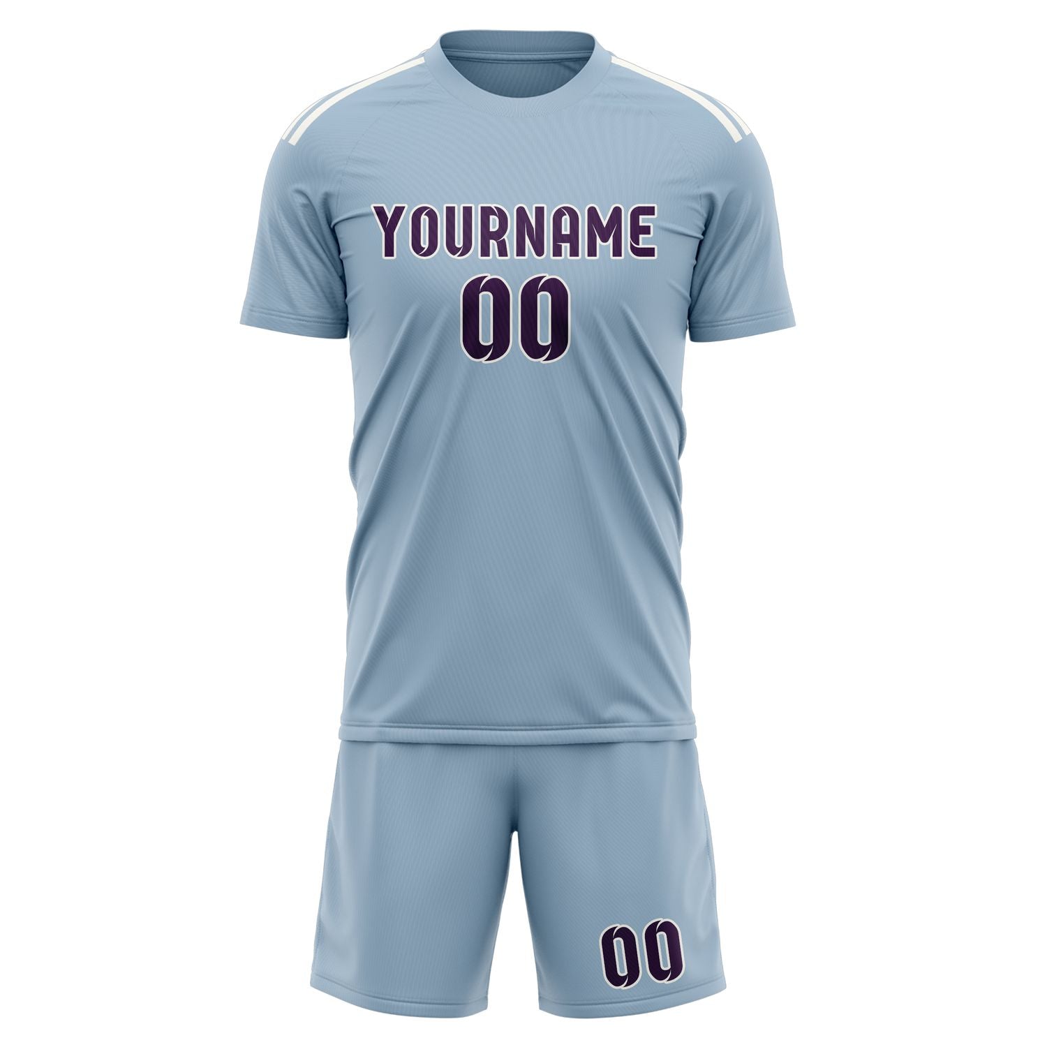 Custom Light Blue Purple Soccer Set
