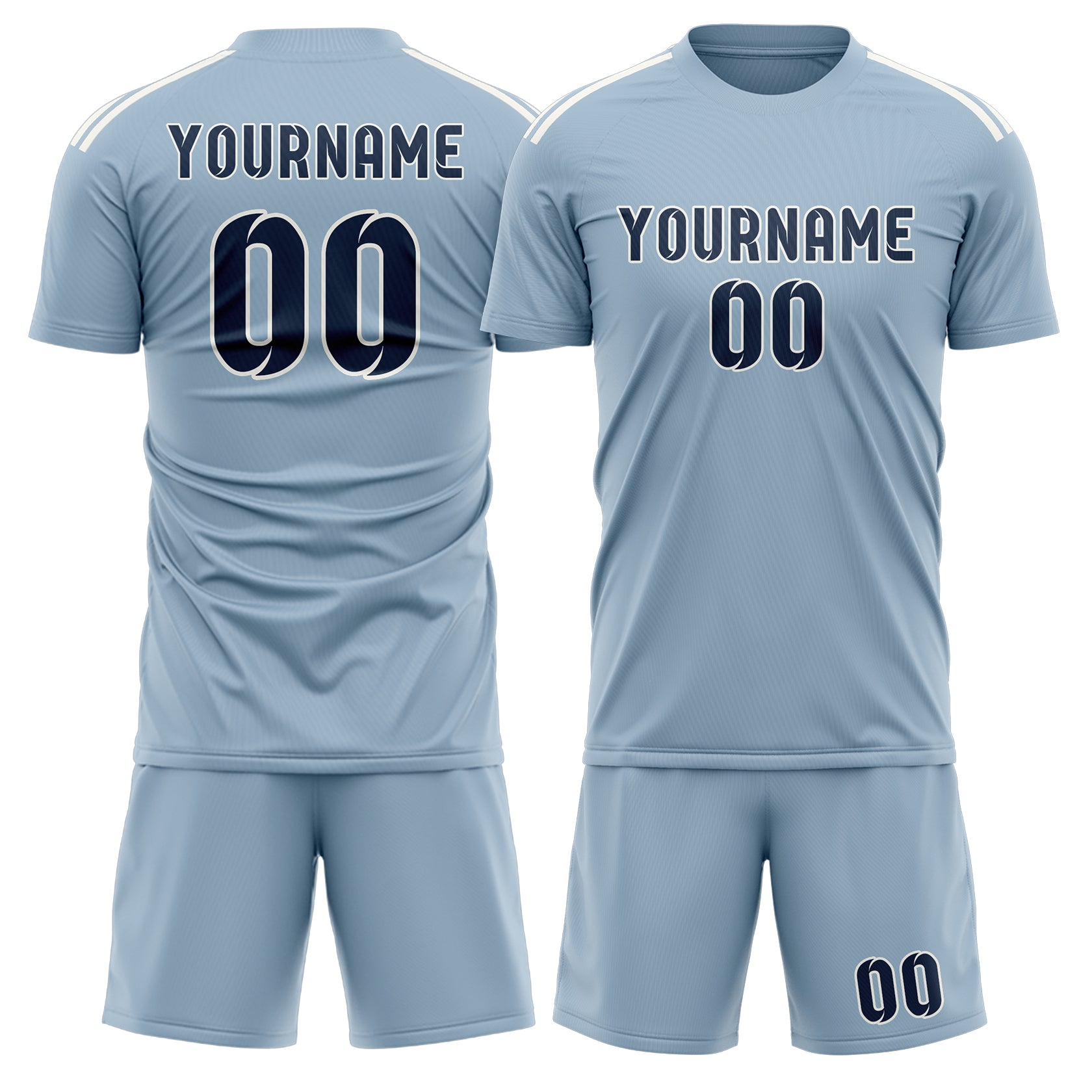 Custom Light Blue Blue Soccer Set