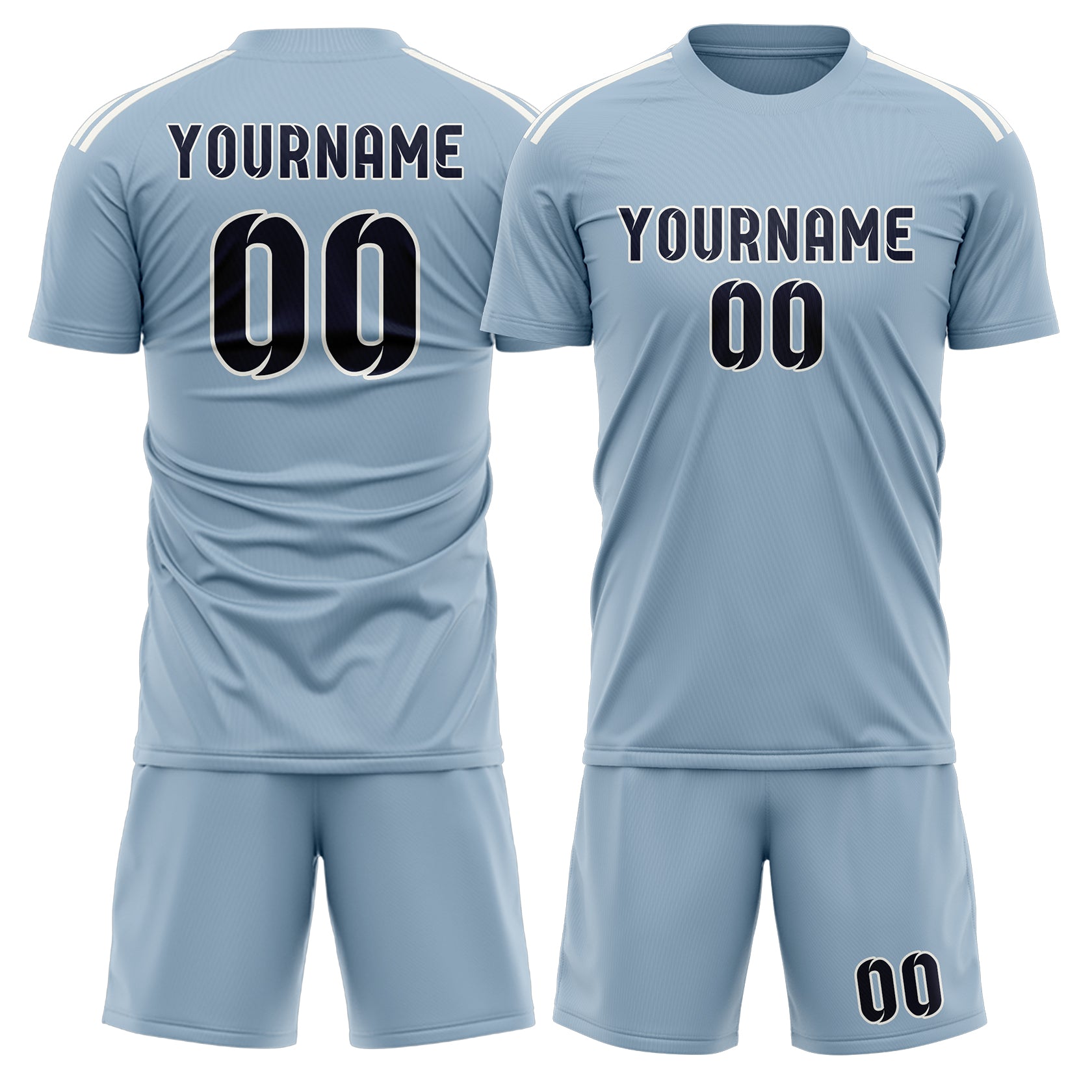 Custom Light Blue Navy Soccer Set