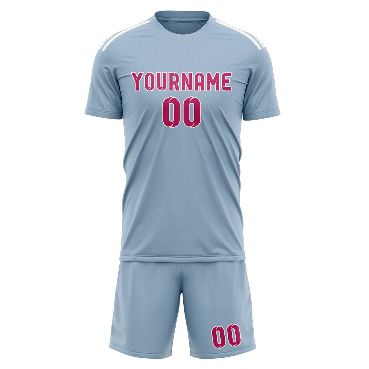 Custom Light Blue Pink Soccer Set
