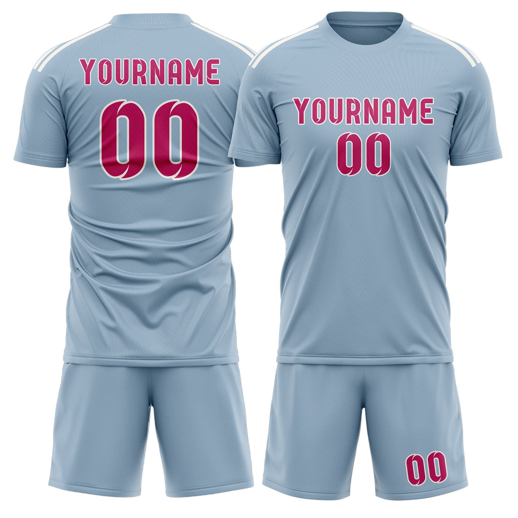 Custom Light Blue Pink Soccer Set