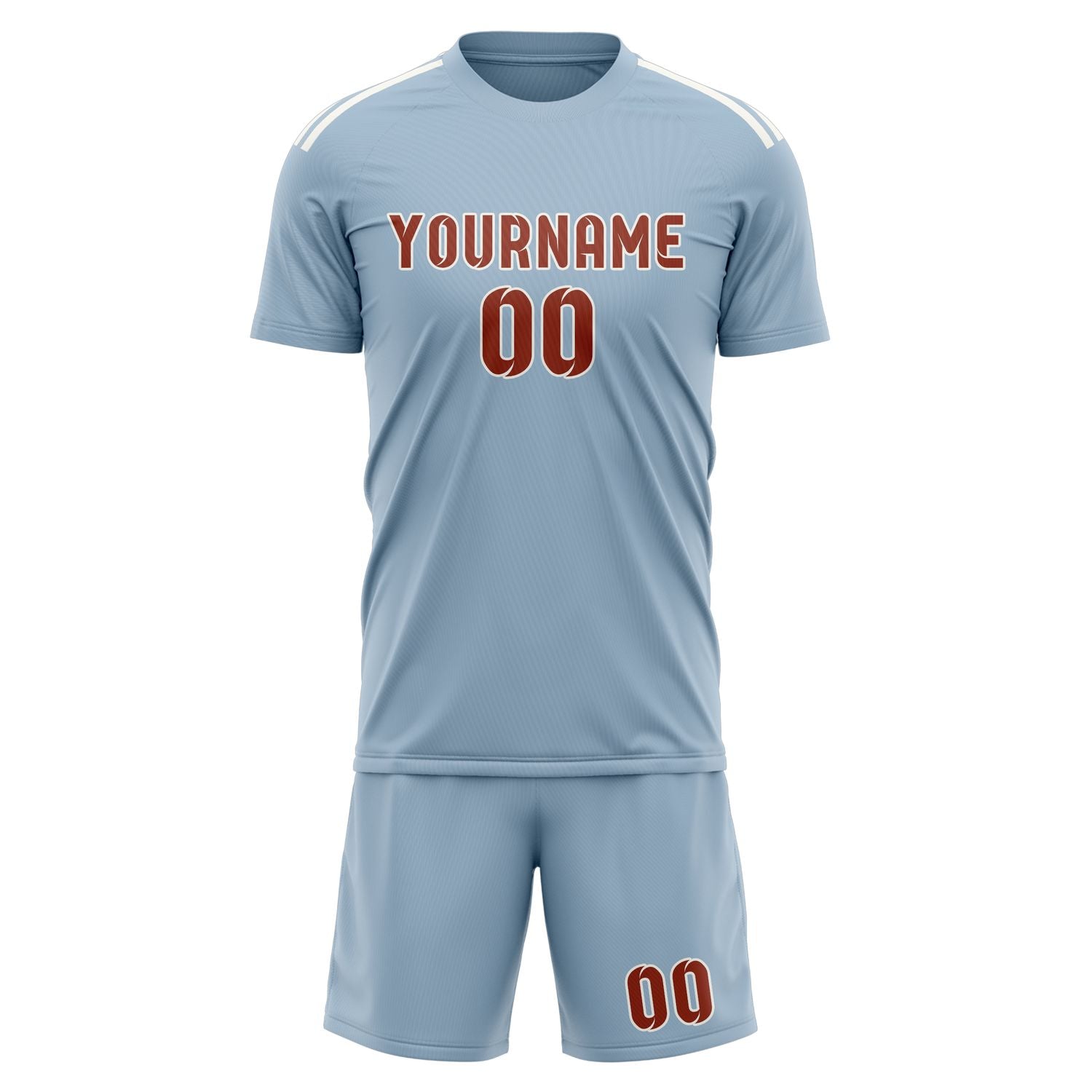 Custom Light Blue Coral Red Soccer Set