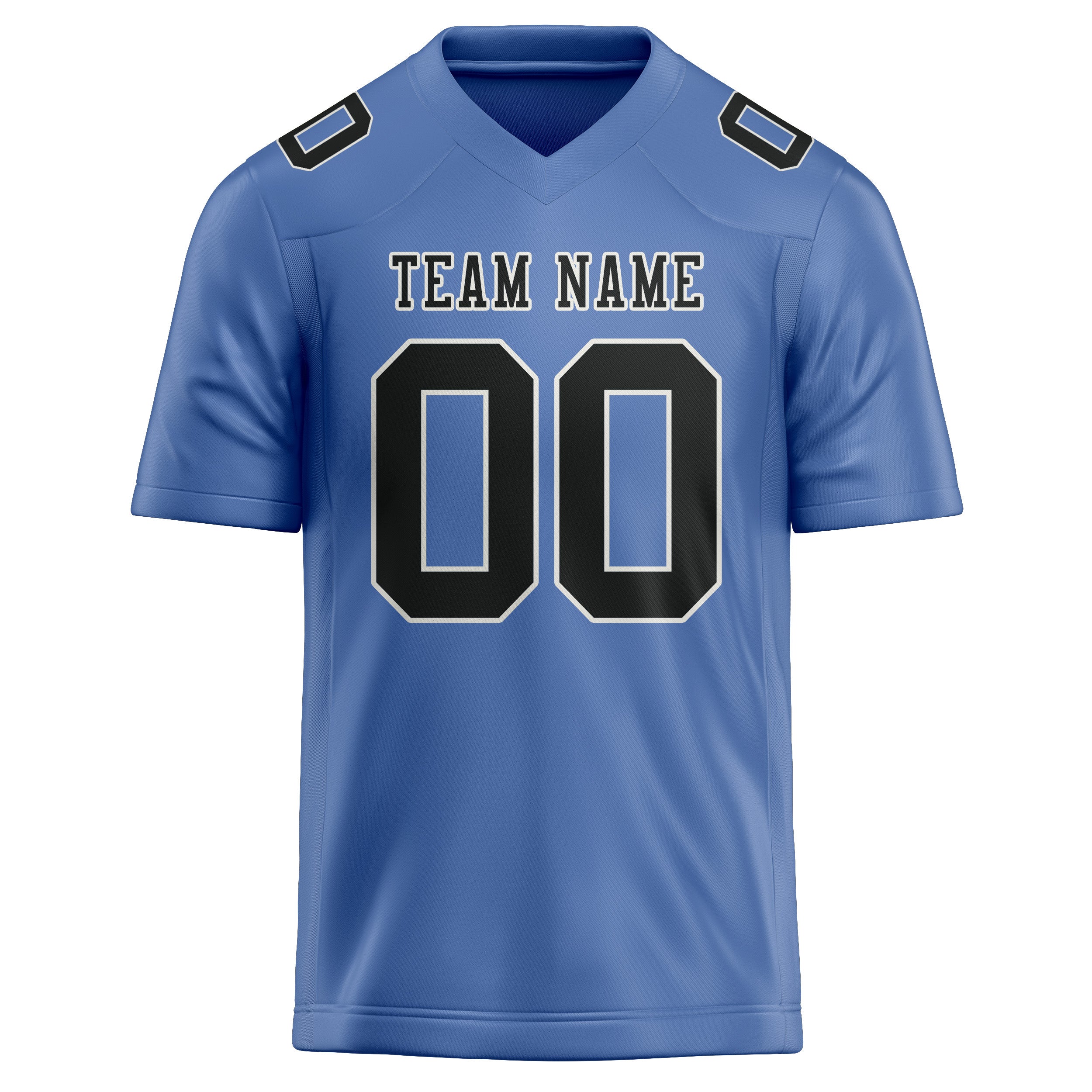 Custom Light Blue Black Football Jersey