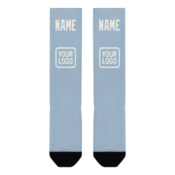 Custom Light Blue White Knee-High Sock
