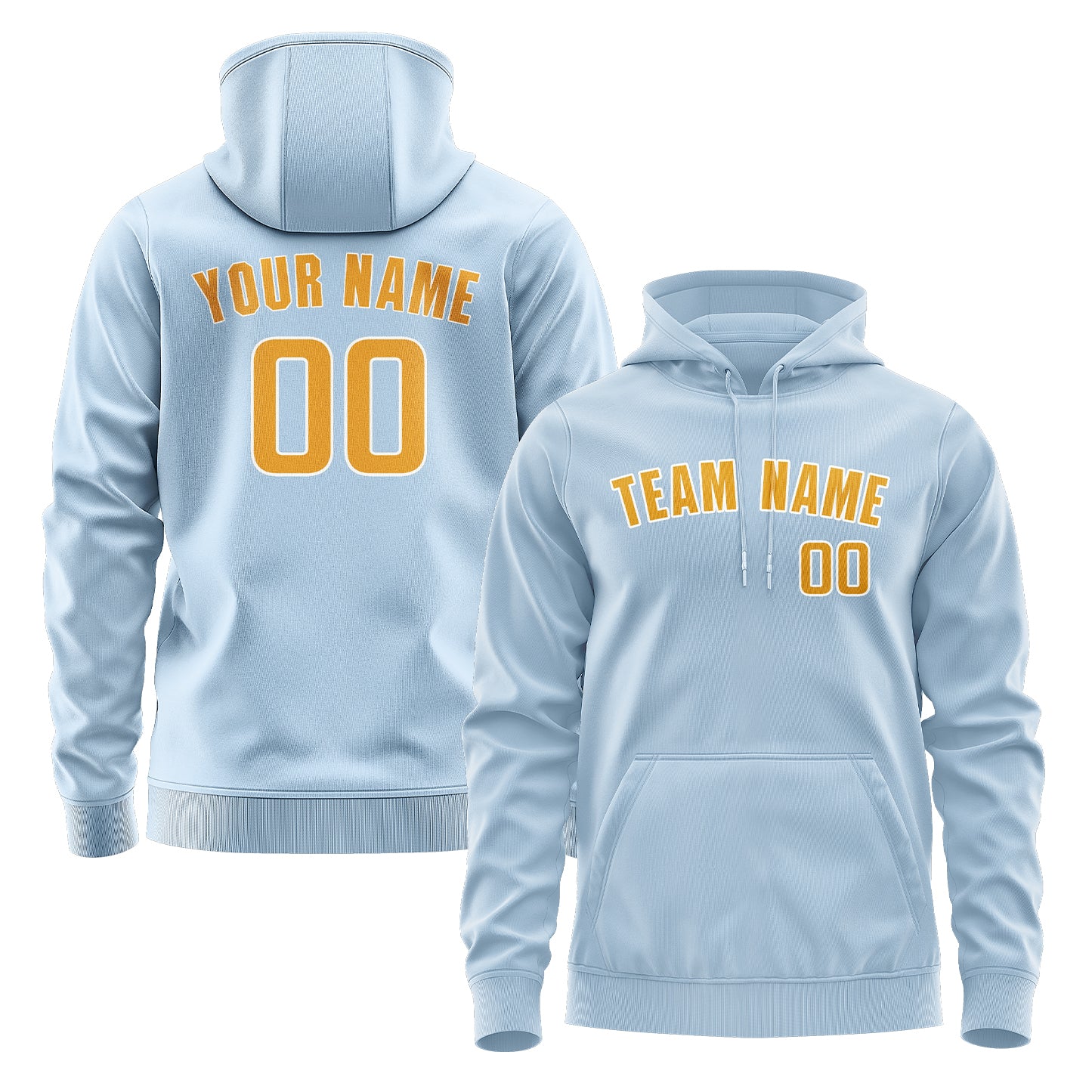 Custom Light Blue Yellow Hoodie