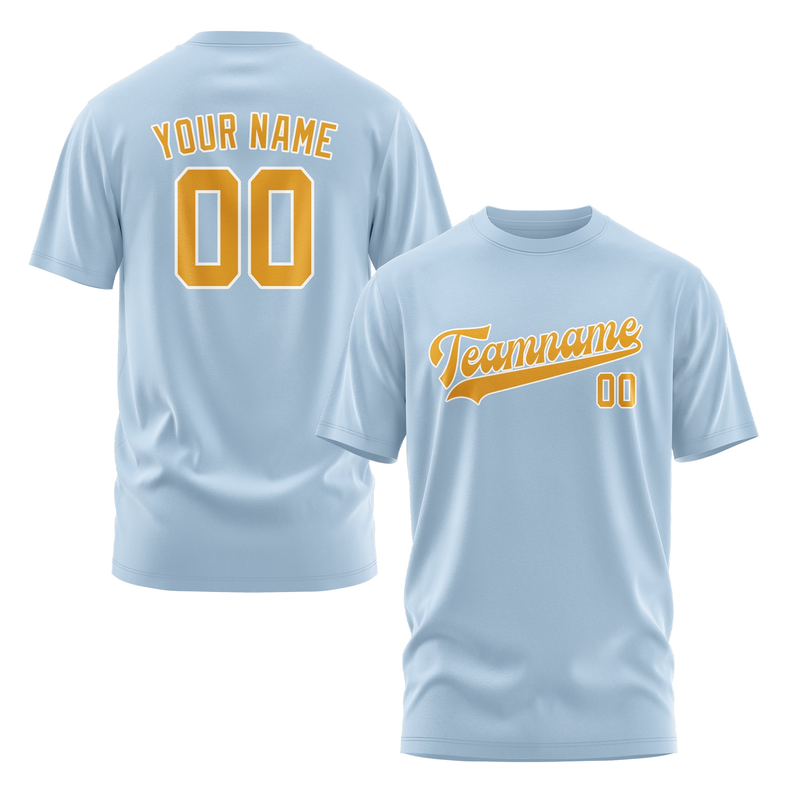 Custom Light Blue Yellow T-Shirt