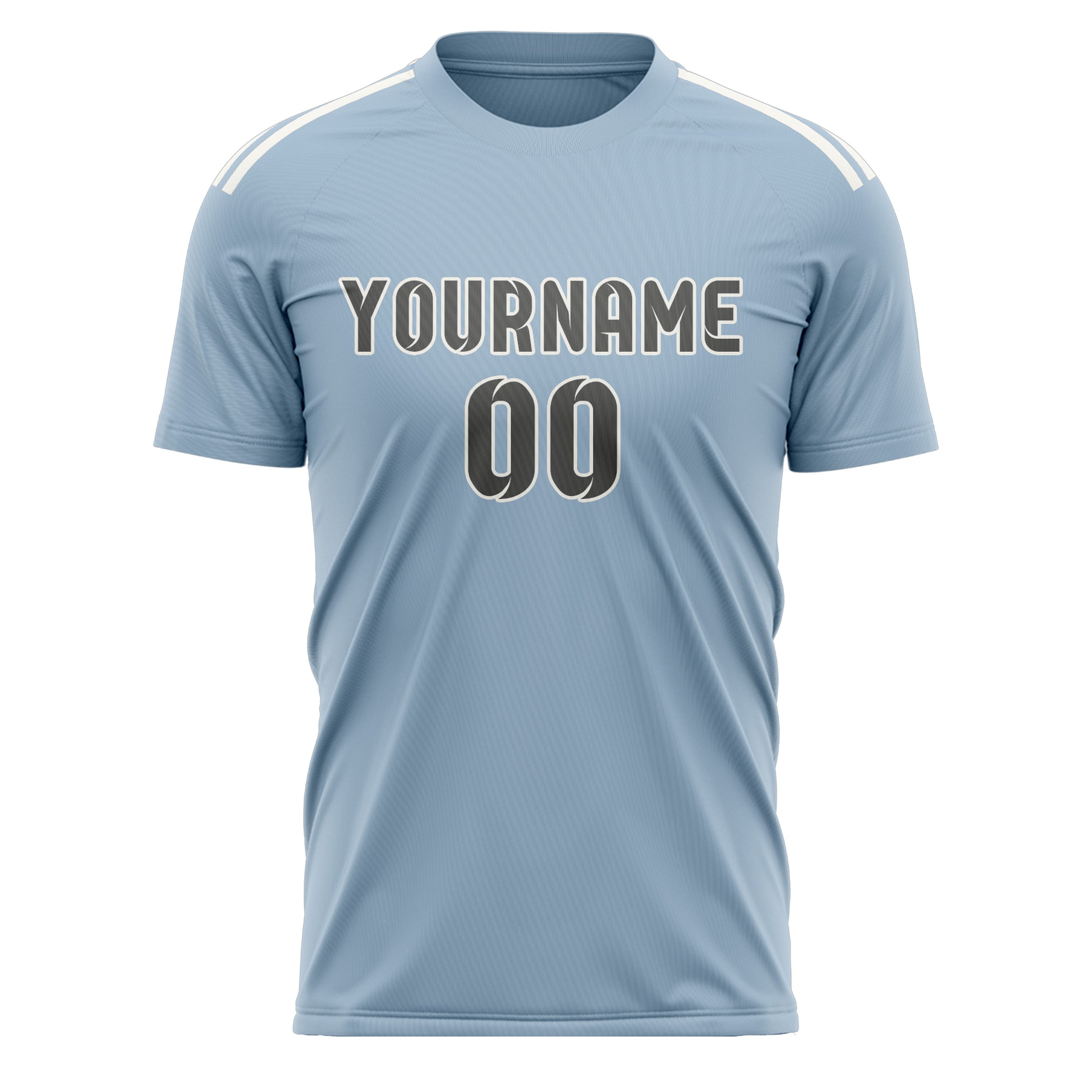 Custom Light Blue Dark Grey Soccer Jersey
