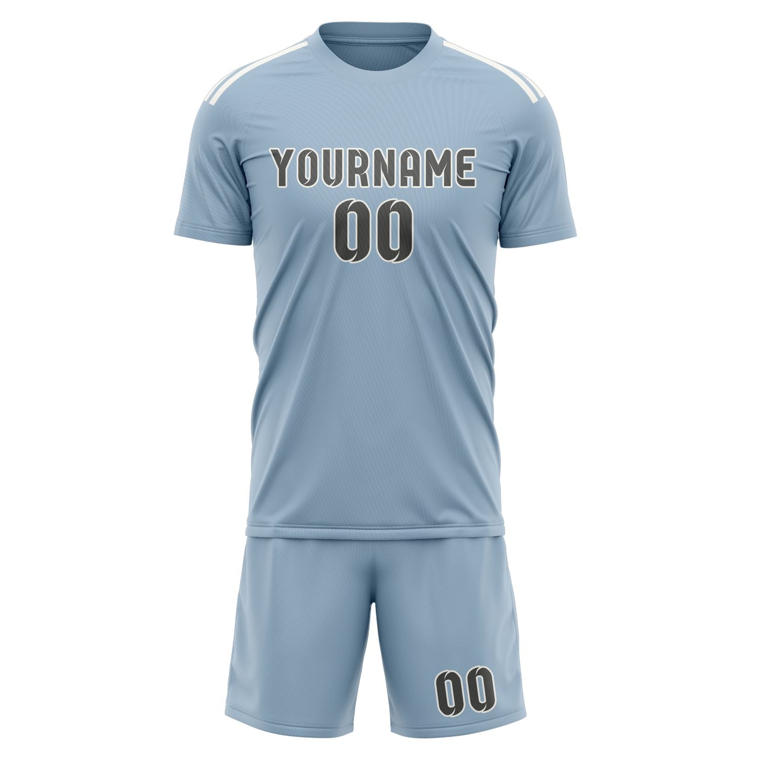 Custom Light Blue Dark Grey Soccer Set