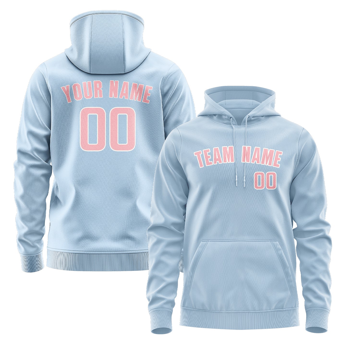Custom Light Blue Light Pink Hoodie