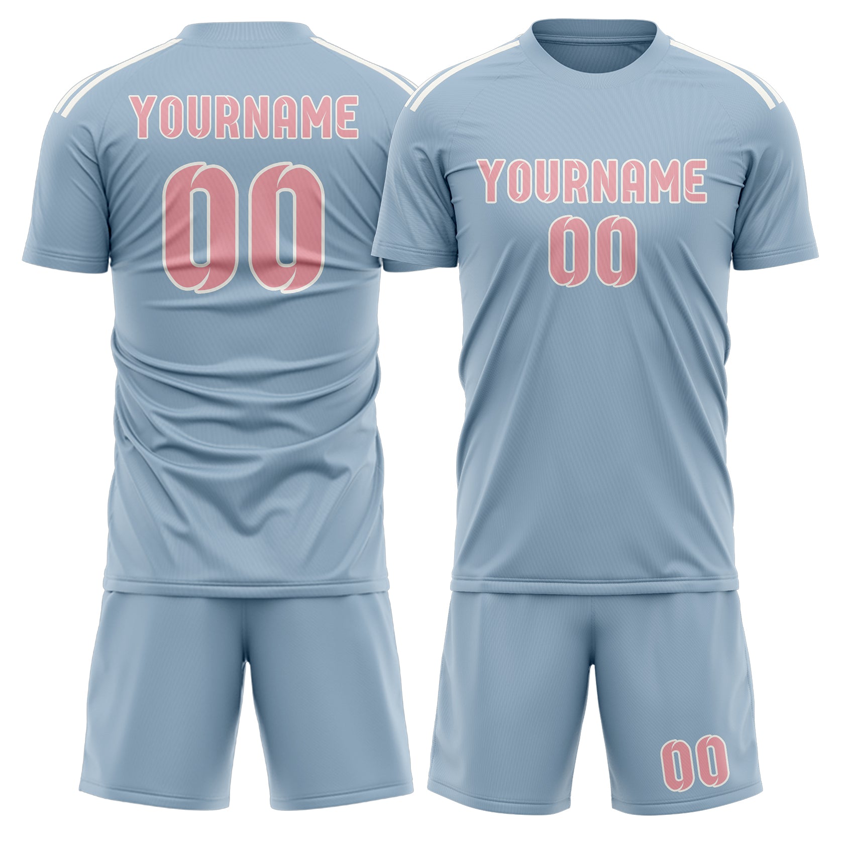 Custom Light Blue Light Pink Soccer Set