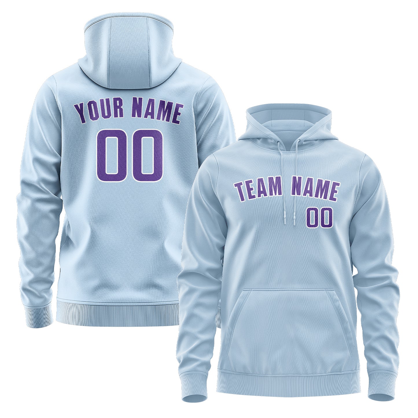 Custom Light Blue Light Purple Hoodie