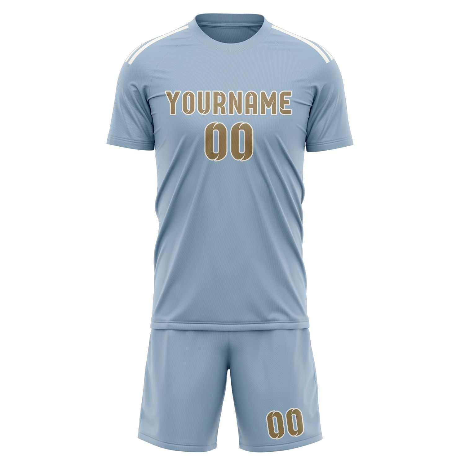 Custom Light Blue Light Khaki Soccer Set