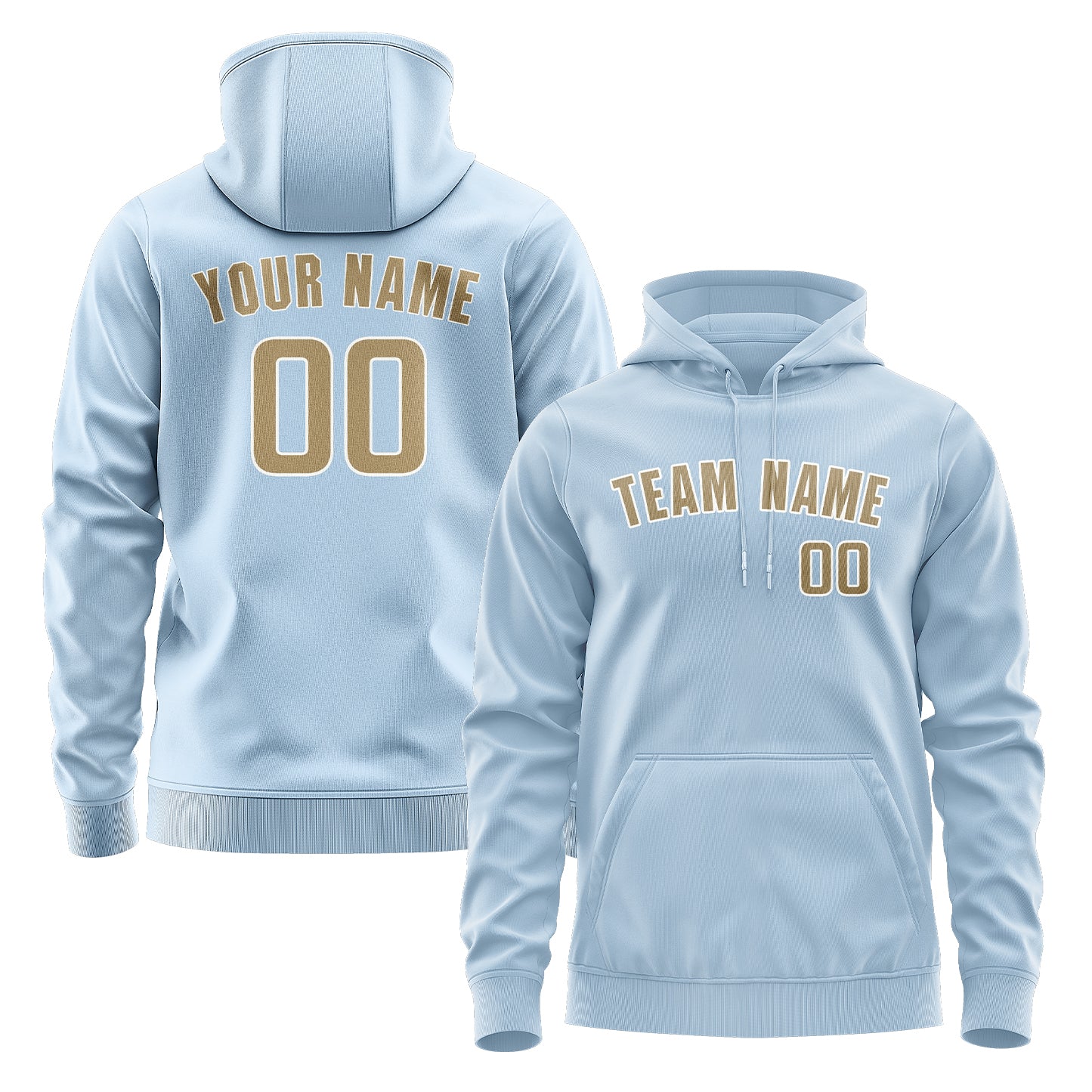 Custom Light Blue Light Khaki Hoodie