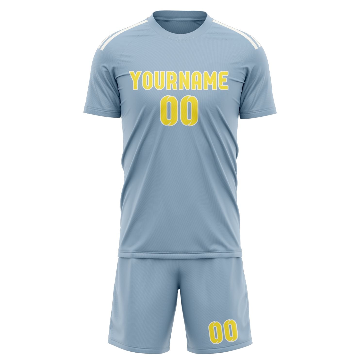 Custom Light Blue Light Yellow Soccer Set