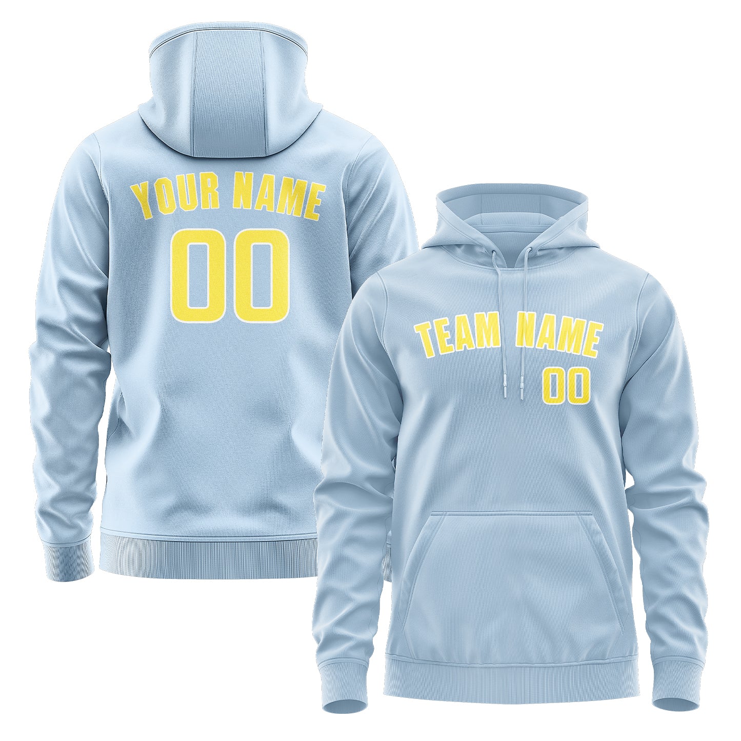 Custom Light Blue Light Yellow Hoodie