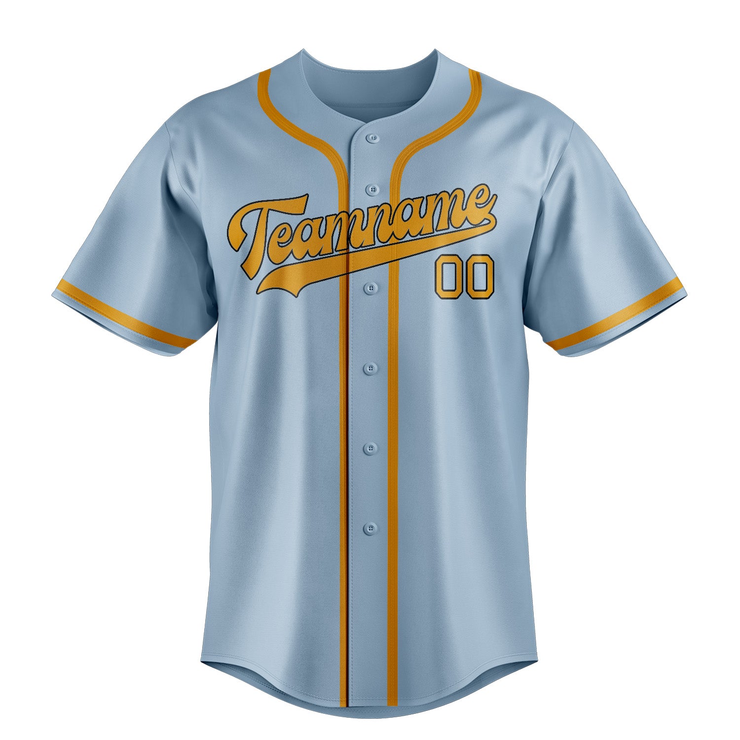 Custom Light Blue Yellow Baseball Jersey