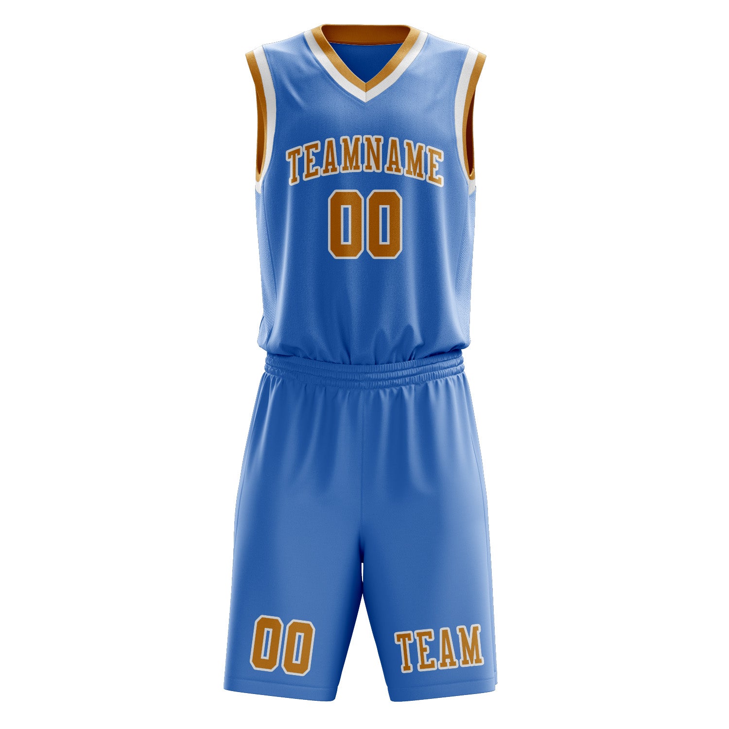 Custom Light Blue Yellow Basketball Set