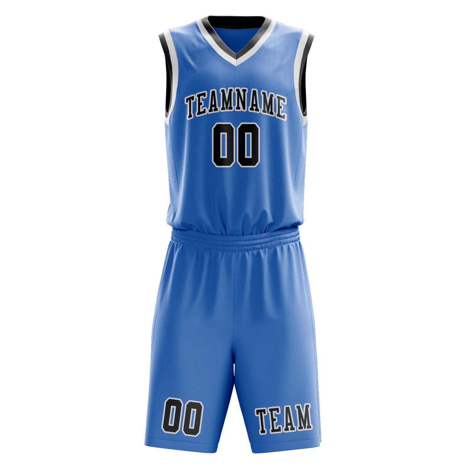 Custom Light Blue Dark Grey Basketball Set