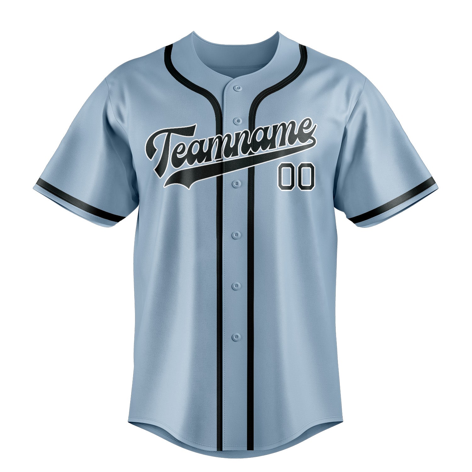 Custom Light Blue Dark Grey Baseball Jersey