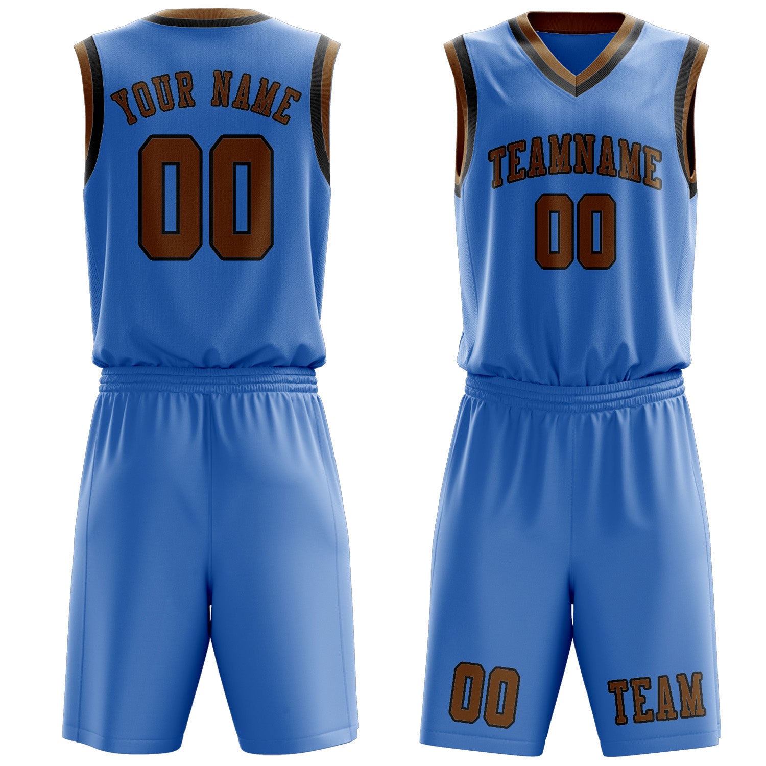 Custom Light Blue Khaki Basketball Set