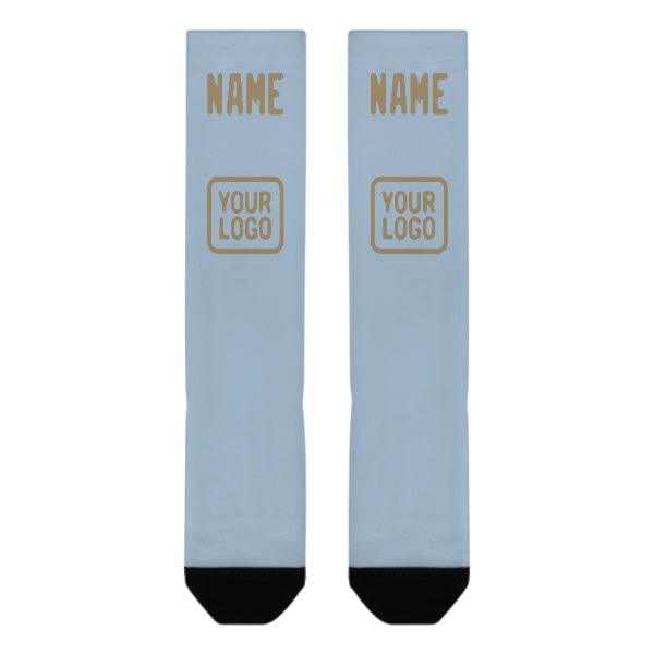 Custom Light Blue Light Khaki Knee-High Sock