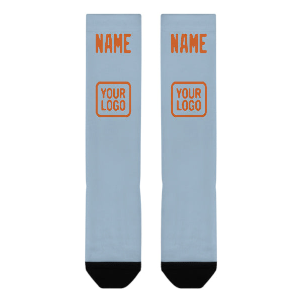 Custom Light Blue Orange Knee-High Sock