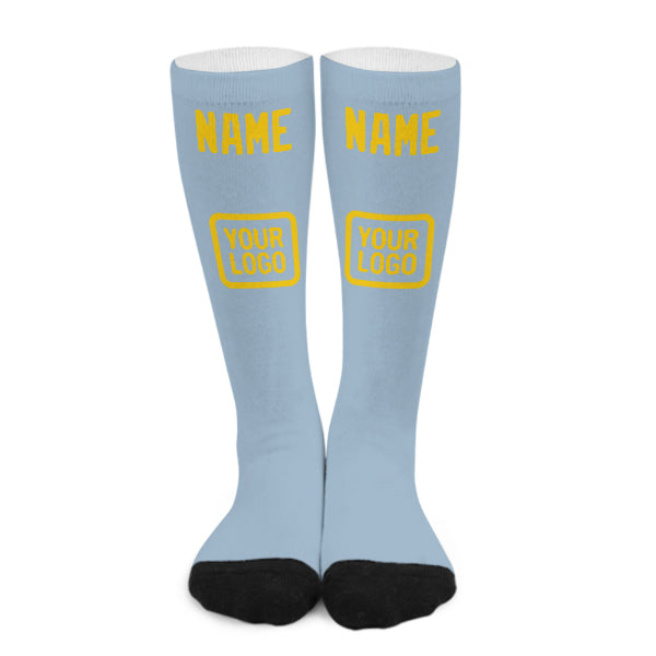 Custom Light Blue Gold Knee-High Sock
