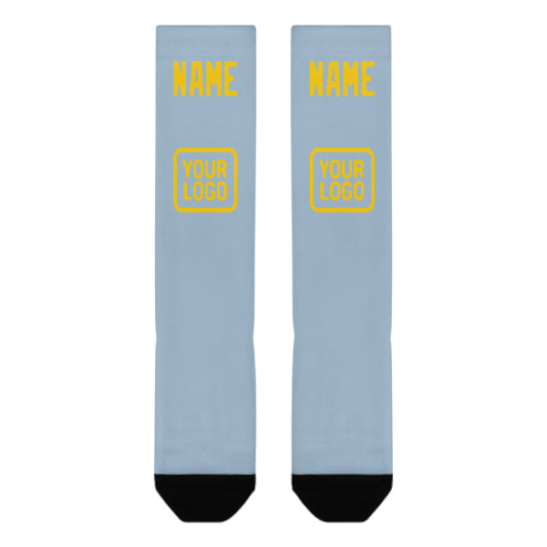 Custom Light Blue Gold Knee-High Sock