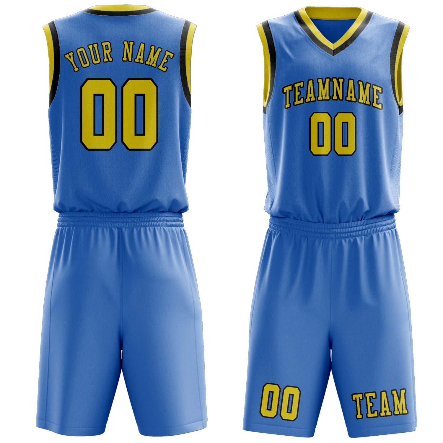 Custom Light Blue Light Yellow Basketball Set