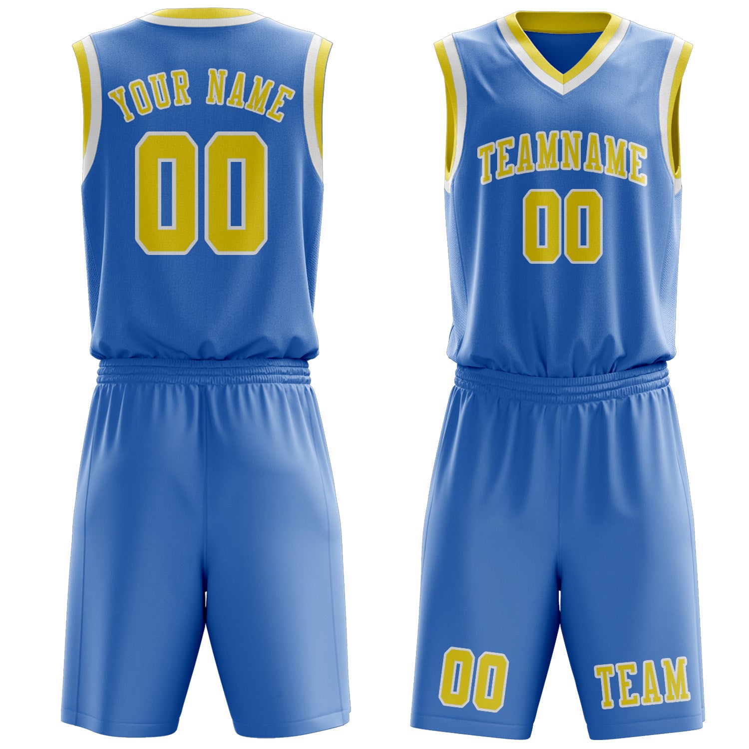 Custom Light Blue Light Yellow Basketball Set