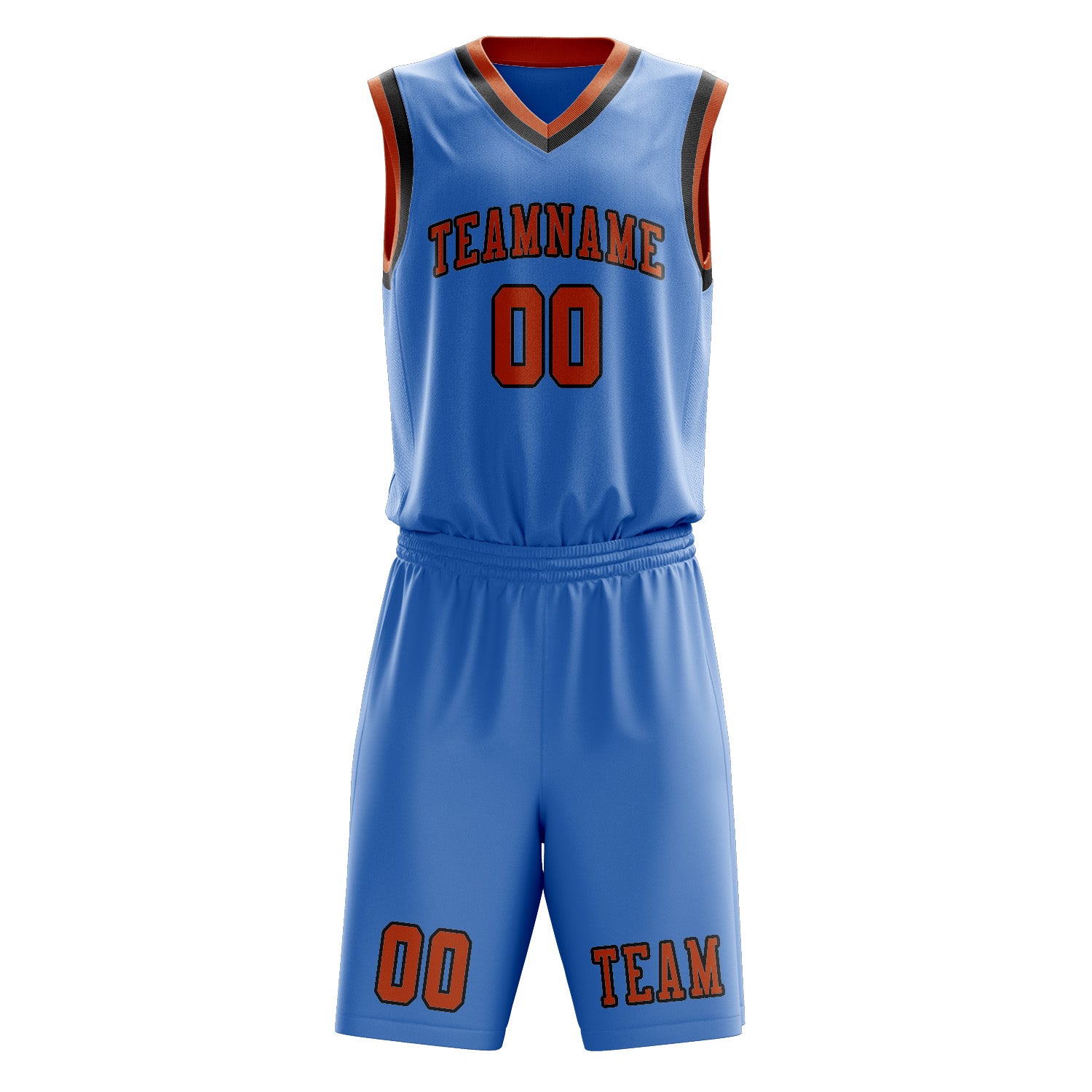 Custom Light Blue Orange Basketball Set